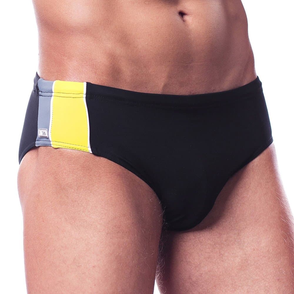 Shepa 053 men's swimming trunks briefs smooth not patterned classic, black,M