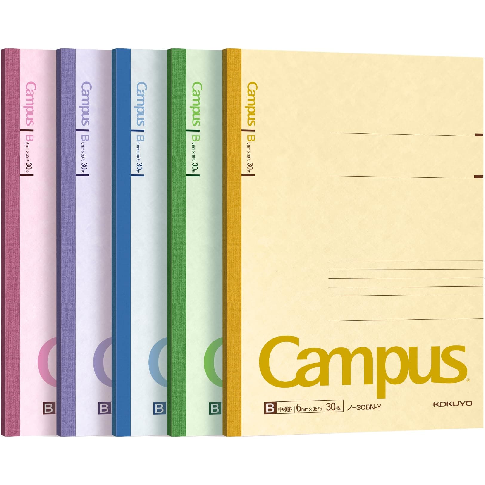 Composition Notebooks, 5 Pack Campus Semi-B5 Comp Book with B 6mm Ruled, 30 Sheets, Classic School Lined Notebook, Journal Notebook for Women Work Study Note Taking (NO-3CBNx5)
