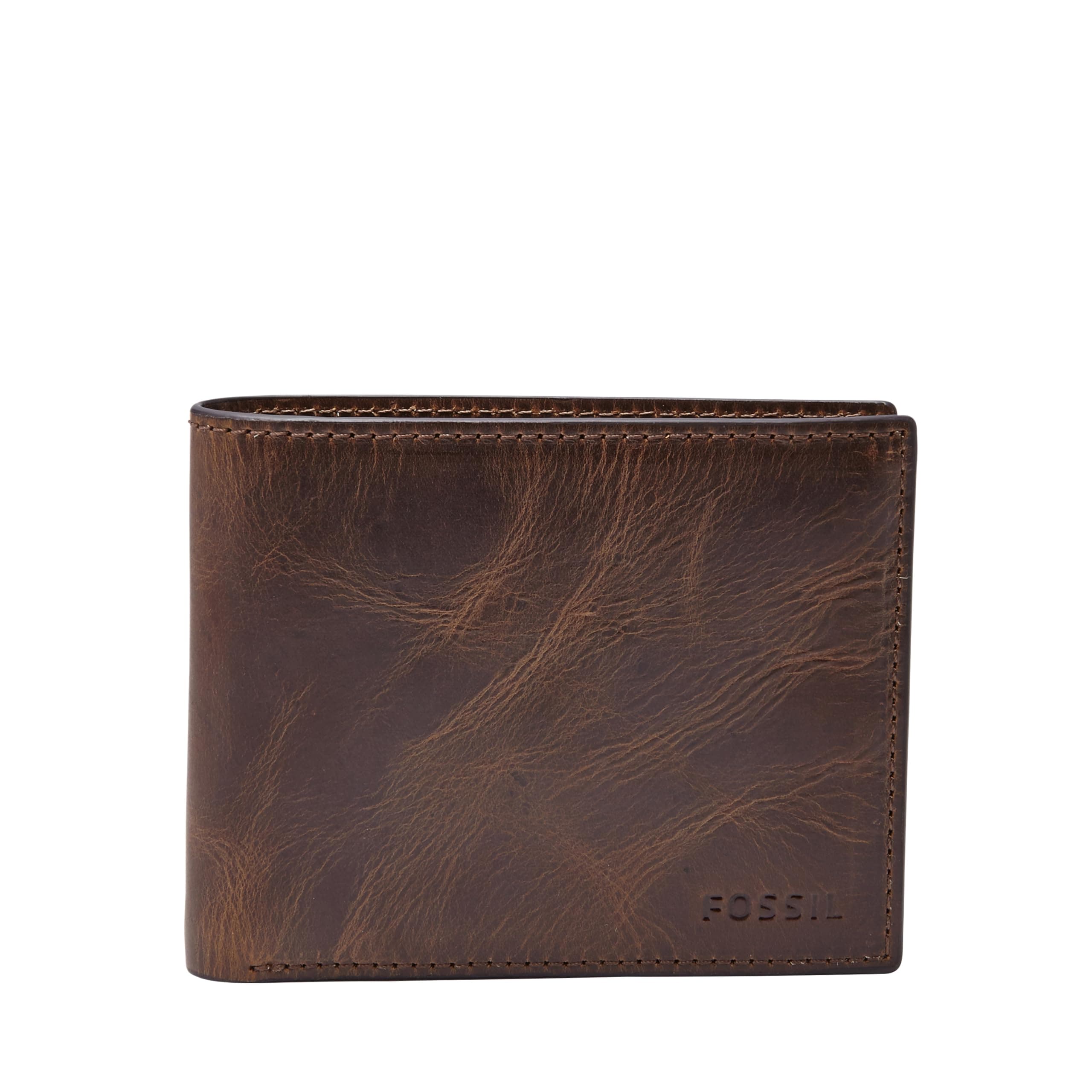 Men's Derrick RFID-Blocking Leather Bifold Wallet with Flip ID Window for Men