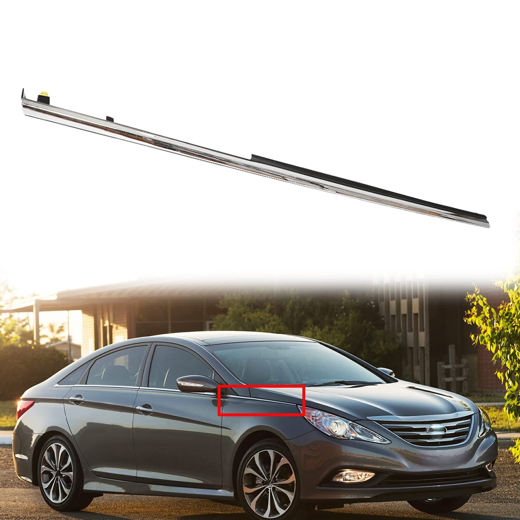 Front Right Passenger Garnish Chrome Molding Trim Replacement for 2011 2012 2013 2014 2015 Sonata 87771-3S000 87771-3S001