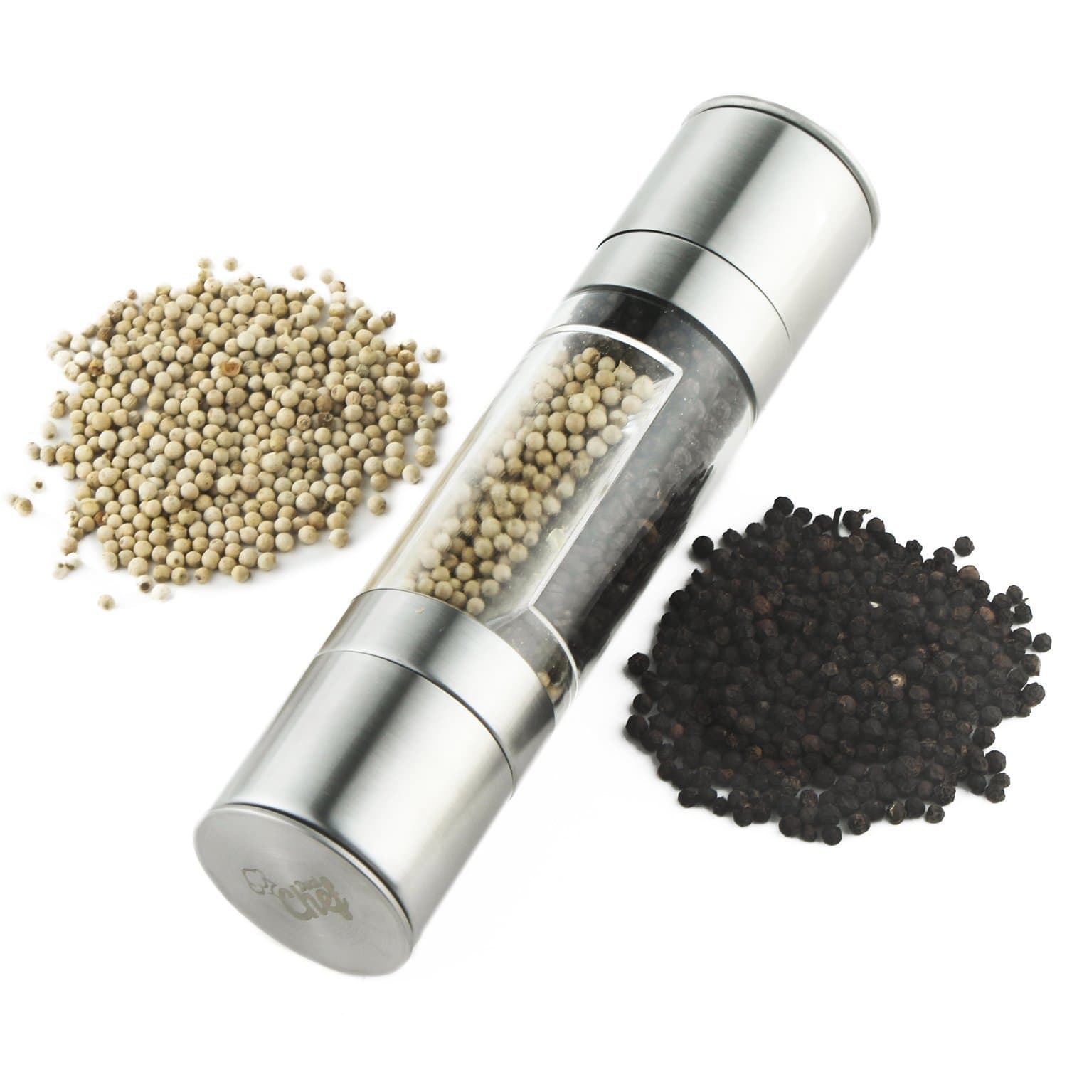 Salt and Pepper Grinder Shaker Mill 2-in-1 with Adjustable Grinding Mechanism - Directions Included