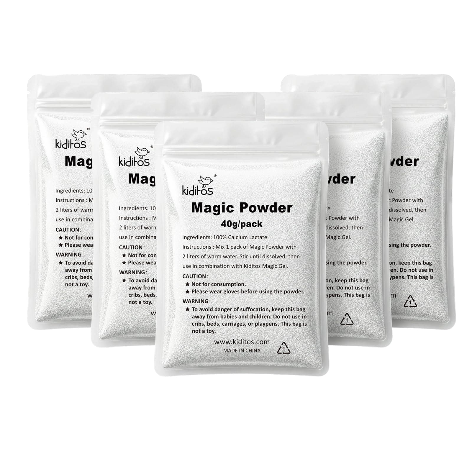 Kiditos Magic Water Elf Powder Refill, 5 Packs Magic Powder for Water Elf Kit, Compatible with Most Magic Gel Kits, Optimized Gel, Safe Calcium Lactate Formula