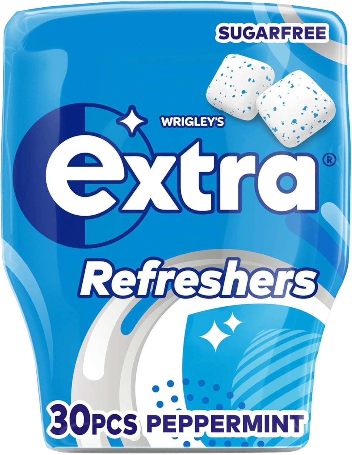Extra Refreshers Chewing Gum, Sugar Free, Peppermint Flavour, 30 Pieces