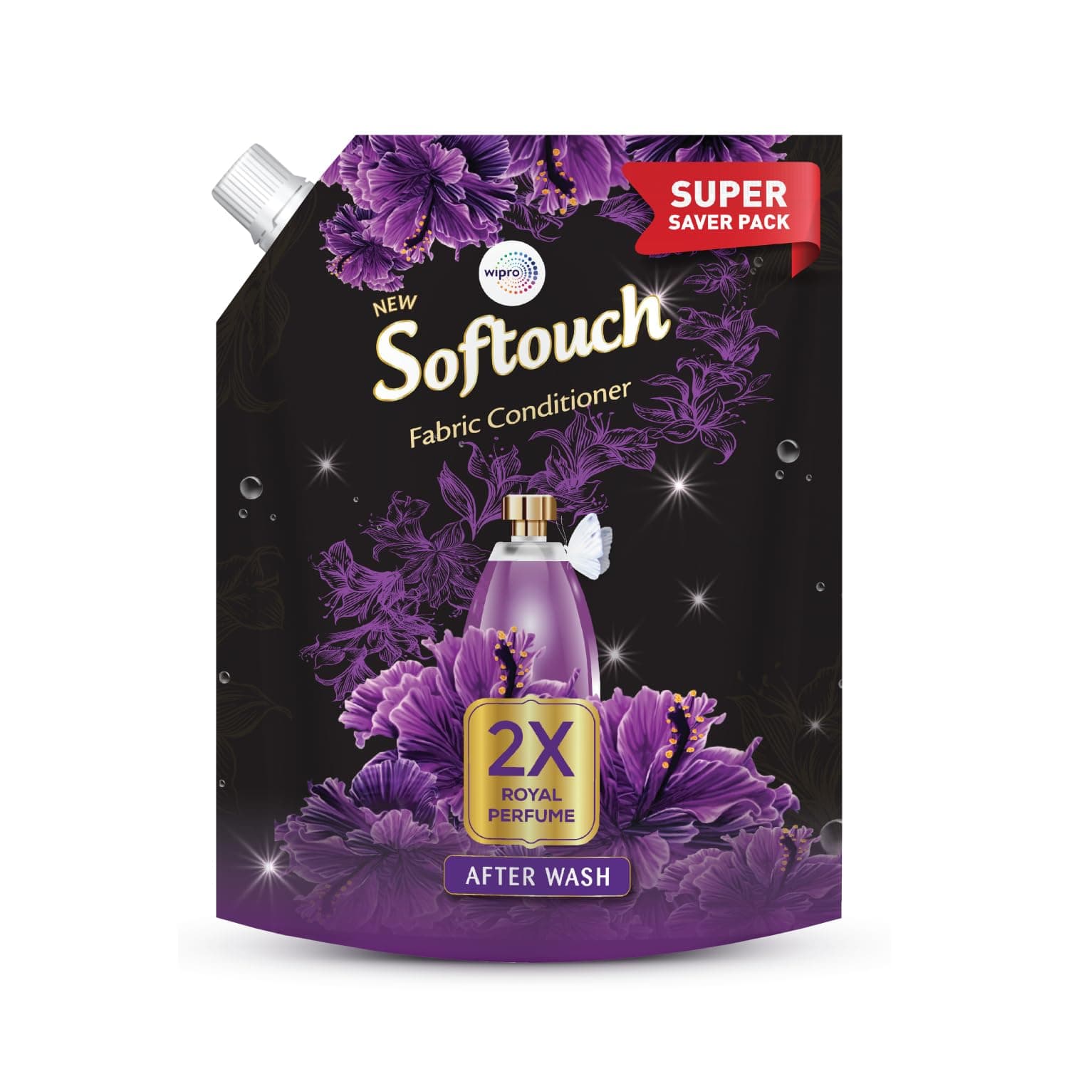 Softouch 2X Royal Perfume 2L Fabric Conditioner with Grapefruit & Jasmine| After Wash Liquid Fabric Softener with Long-Lasting Fragrance| Suitable for All Clothes