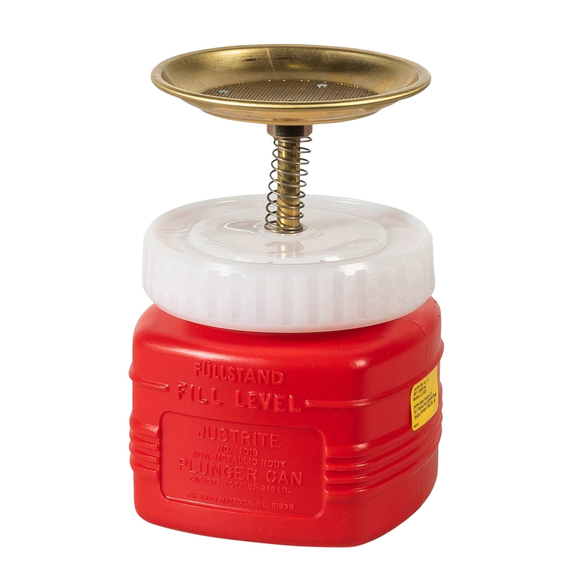 Justrite 14018 Polyethylene Nonmetallic Plunger Safety Can,