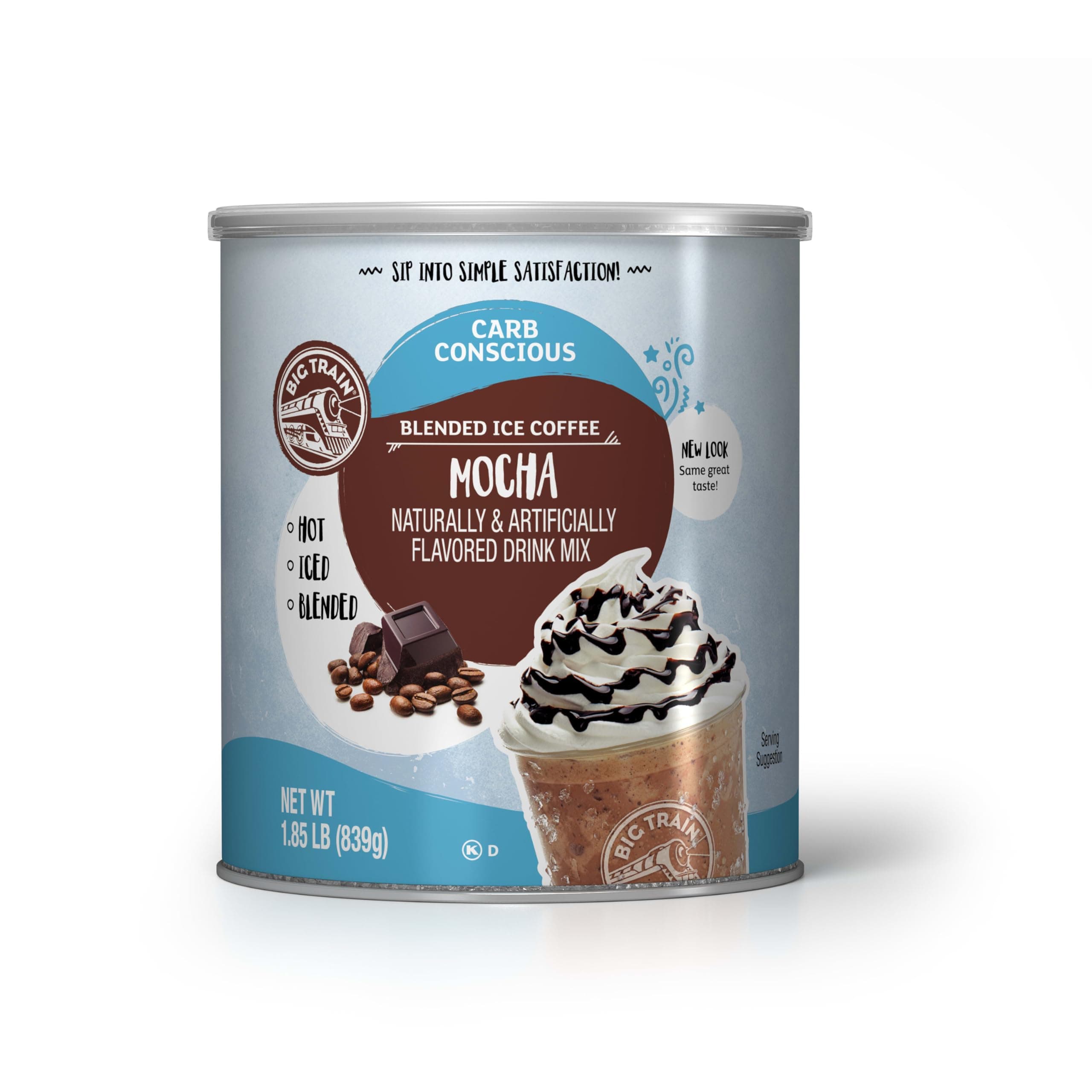 Big Train Low Carb Blended Ice Coffee, Mocha, Low Carb Powdered Instant Coffee Drink Mix, 1.85 Pound (Packaging May Vary)