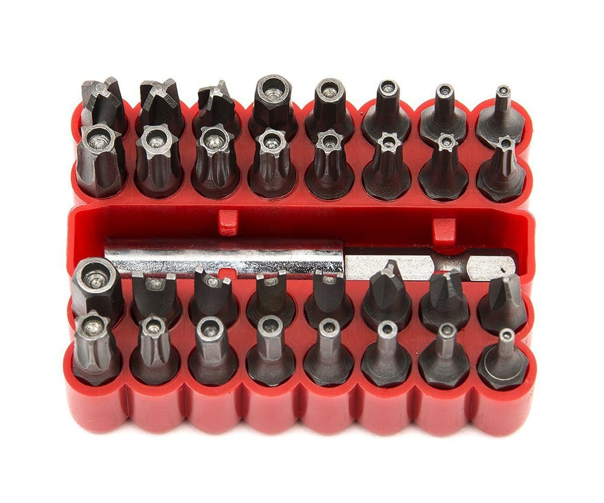Contineo 33pcs Tamper Proof Security Bit Set with Magnetic Extension Bit Holder Including Torx Security, Hex Head Security, Spanner and Tri-Wing
