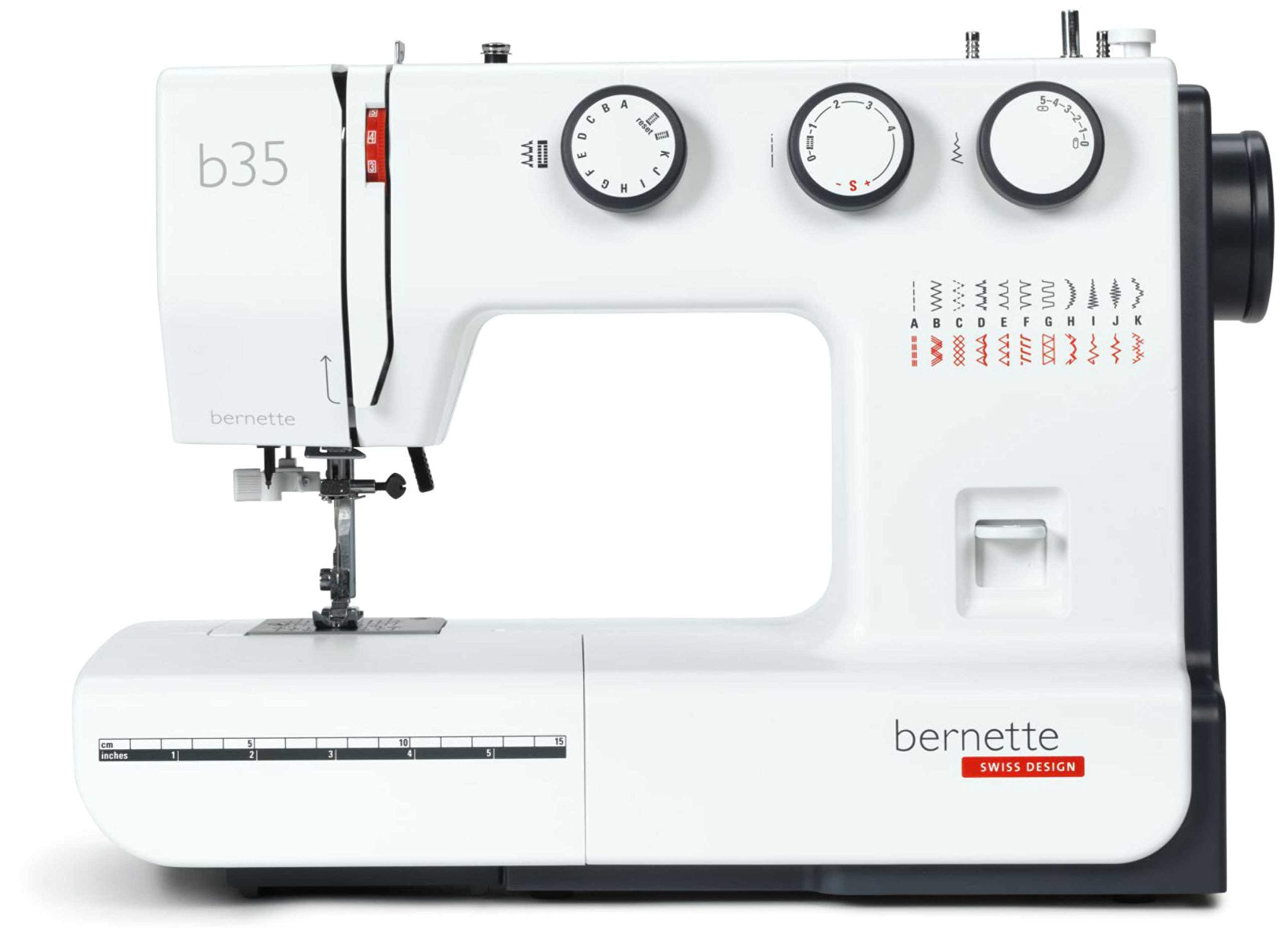 Bernette B35 Sewing Machine Swiss Design with 23 Stitches, 7 Presser Feet, Automatic Buttonhole, Quilting, Heavy-Duty Build, LED Light, Portable