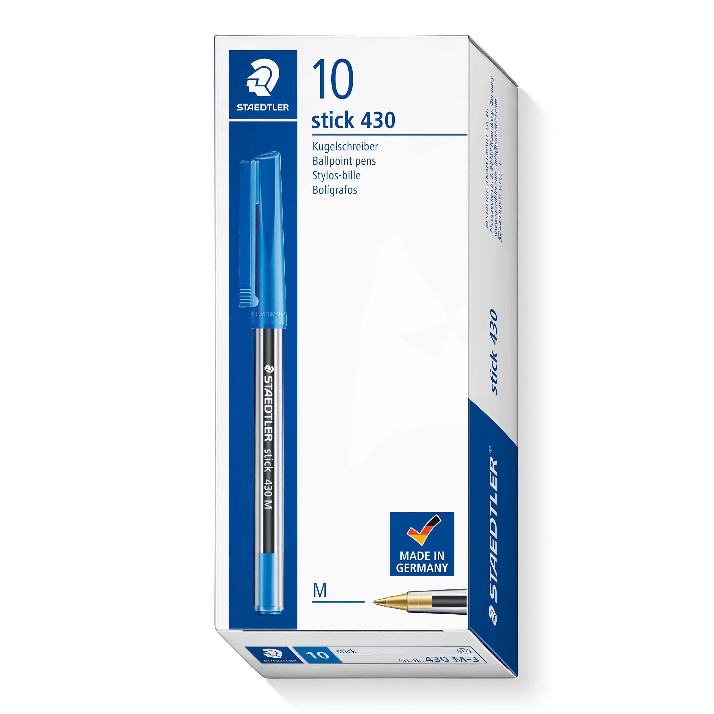 Ballpoint Pens - Stick 430 - Medium Point - Blue Ink - Box of 10, 430 M-3