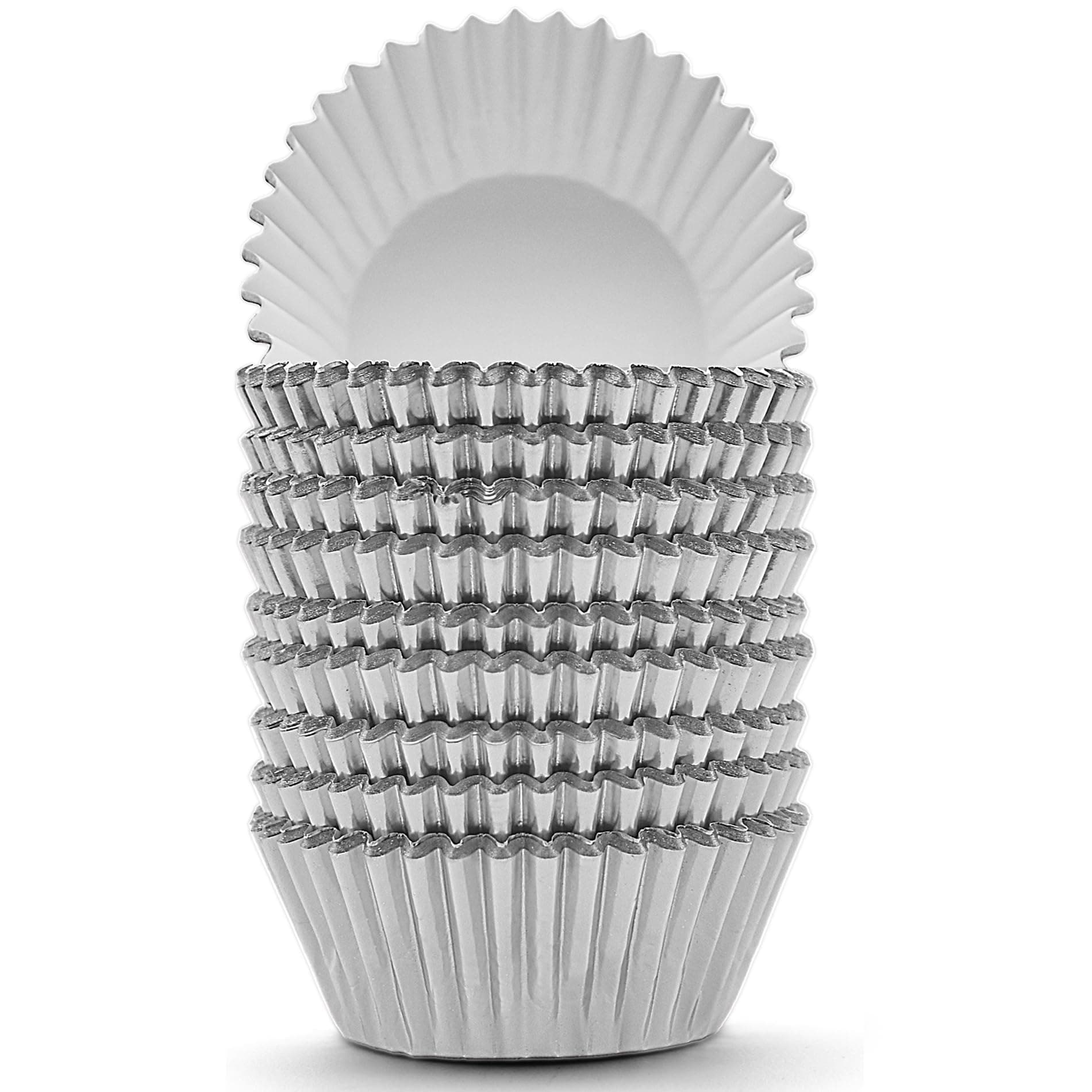 200 Pcs Silver Foil Cupcake Liners Standard Baking Cups Muffin Paper Cases