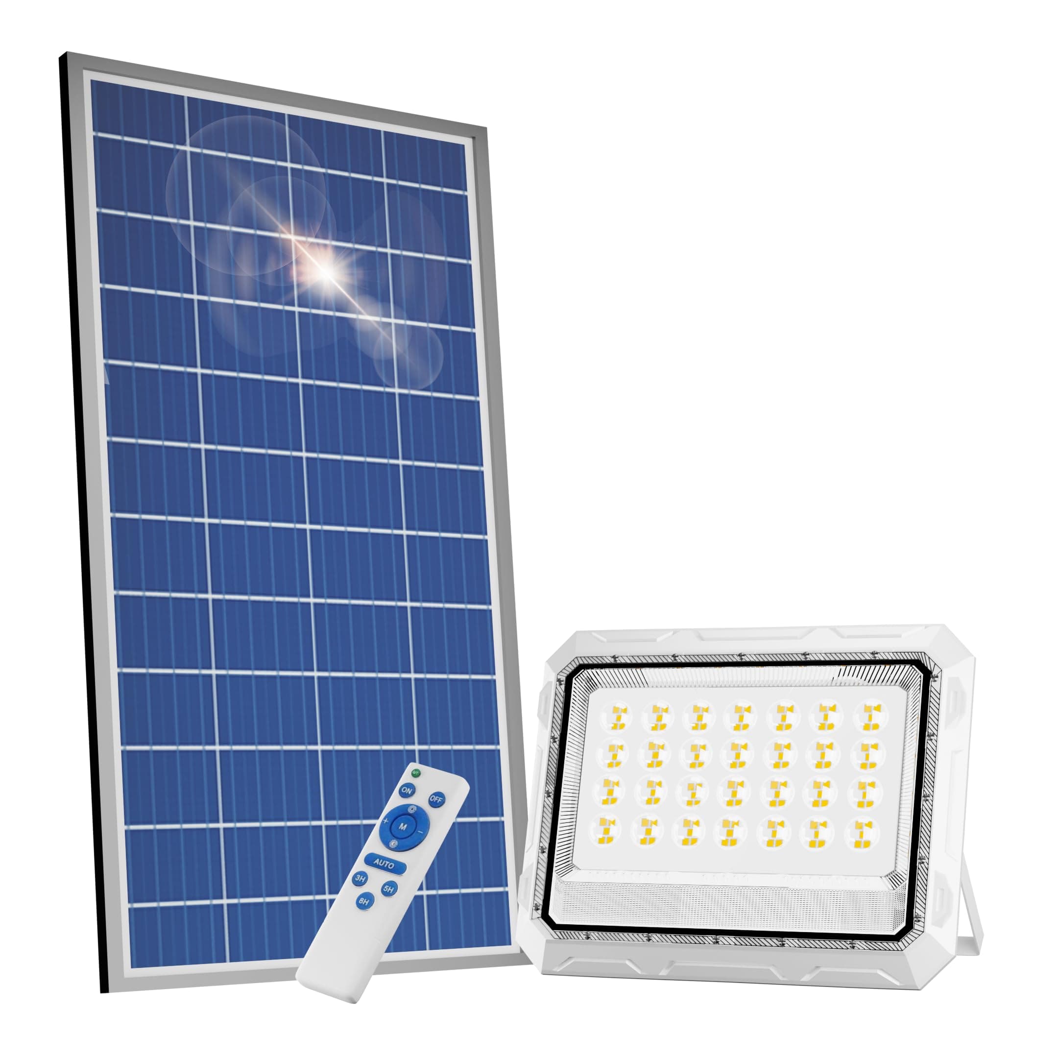 Luxe Solar Flood Light – Powerful Bright 60W to 90W for Outdoor Garden, Home, Retail Shop, Parking | Long 10Hr Runtime with Unique Hazard Light & Remote, IP65 Waterproof, 6000K Cool White