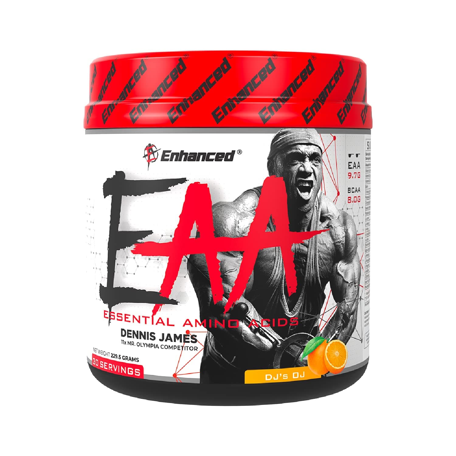 Enhanced Labs - Dennis James’ EAA+ - BCAA & Essential Amino Acid Formula for Increased Mass, Recovery, Muscle Growth & Fuel (30 Servings) (Blue Raspberry)