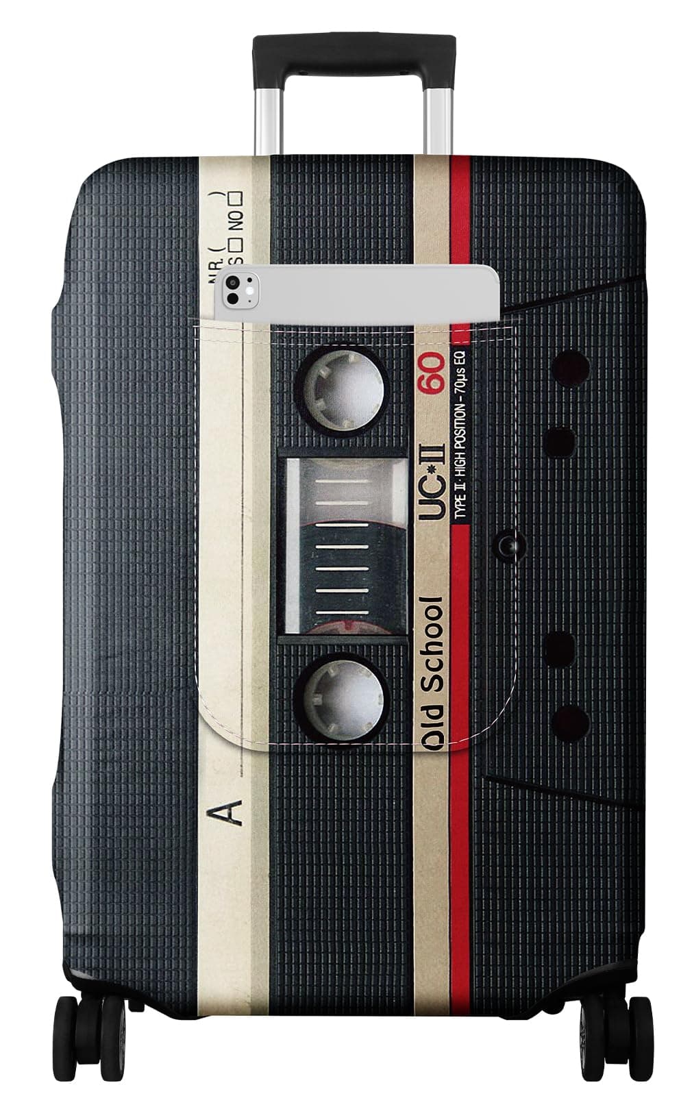 Slohif Black Medium Suitcase Cover - TSA Approved Protector, Carry On Luggage Sleeve, 18-30 Inch, Black Tape S