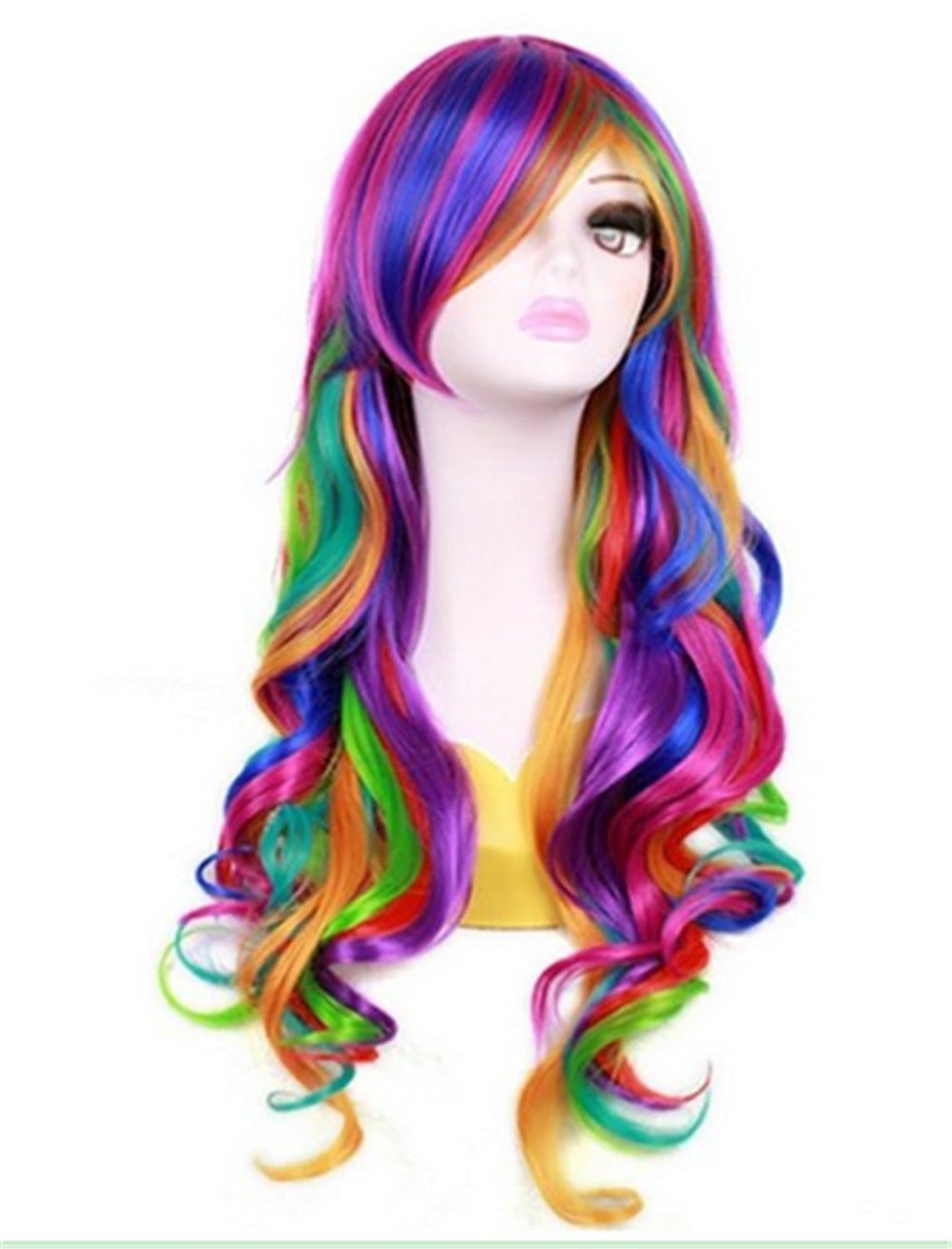 Meditative Rose 70cm/27.5'' Rainbow Colour Wavy Curls Long Wig