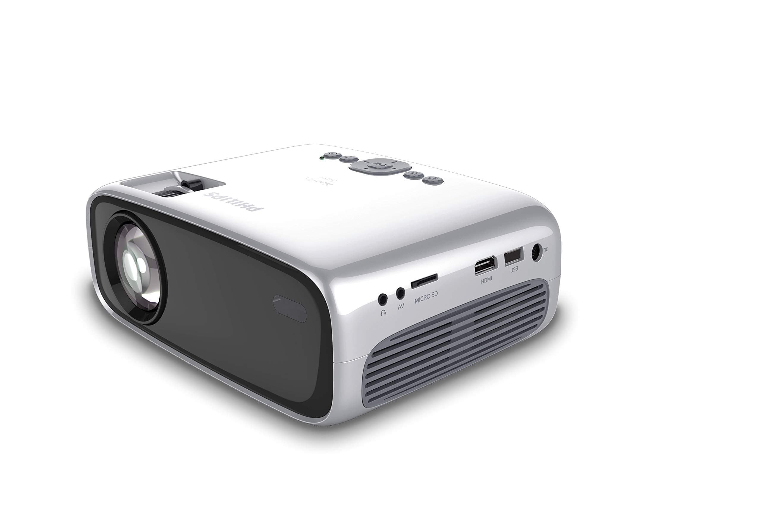 Projection Philips NeoPix Easy Mini Projector Professional Portable for Home / Business - 80 "1080p FHD LED Stereo Speakers 2600 lumens Total Connectivity HDMI USB MicroSD (20 years duration)