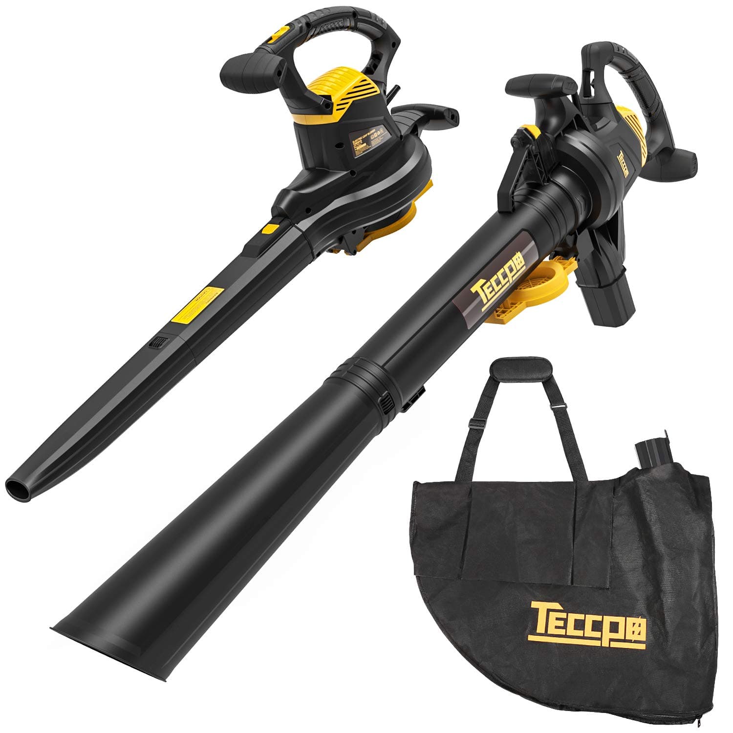 TECCPO Leaf Vacuum, 12 Amp 3-in-1 Leaf Blower/Vacuum/Mulcher, Variable Blow Speed of 170/250mph, Mulching Ration of 16:1, 280/410 CFM, 40L Collection Bag - TABV01G