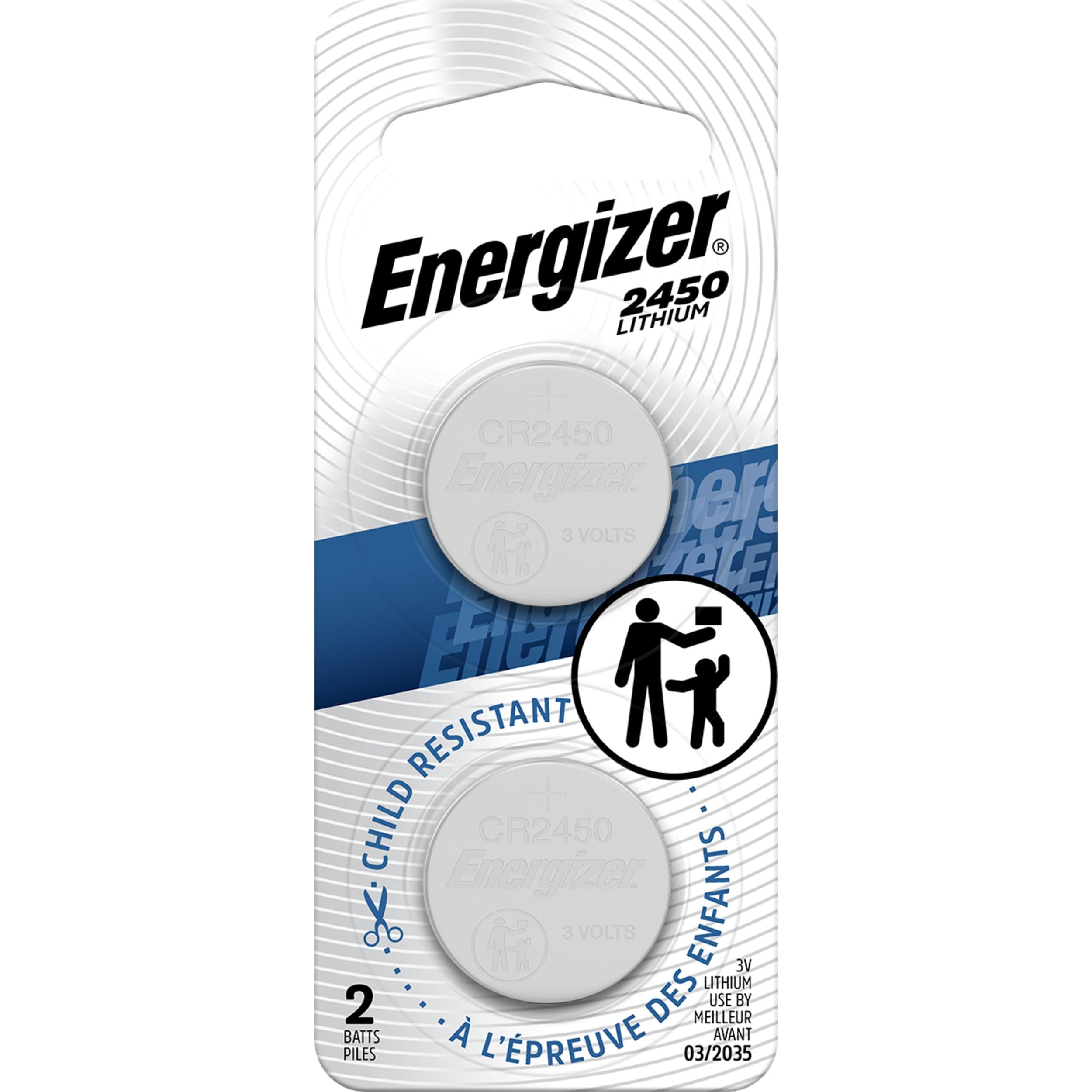 Energizer CR2450 3V Lithium Coin Battery for Key Fob & Remote, 2-Pack