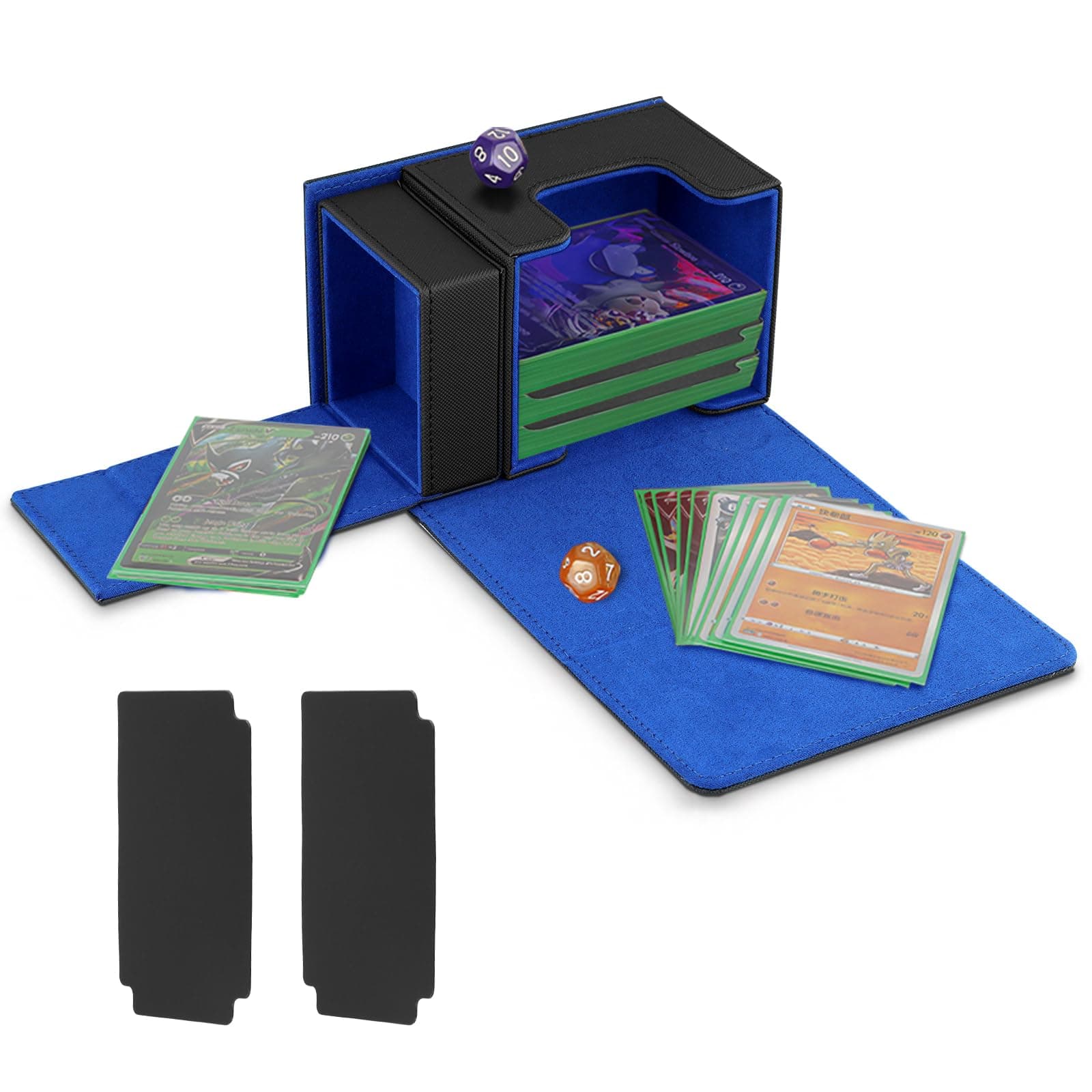 Deck Box for Magic The Gathering Cards, Trading Card Box for 100+ Cards with Removable Cube Compartment, 2 Dividers, Magnetic Card Box for MTG TCG Commander PTCG Playing Cards for Collecting and