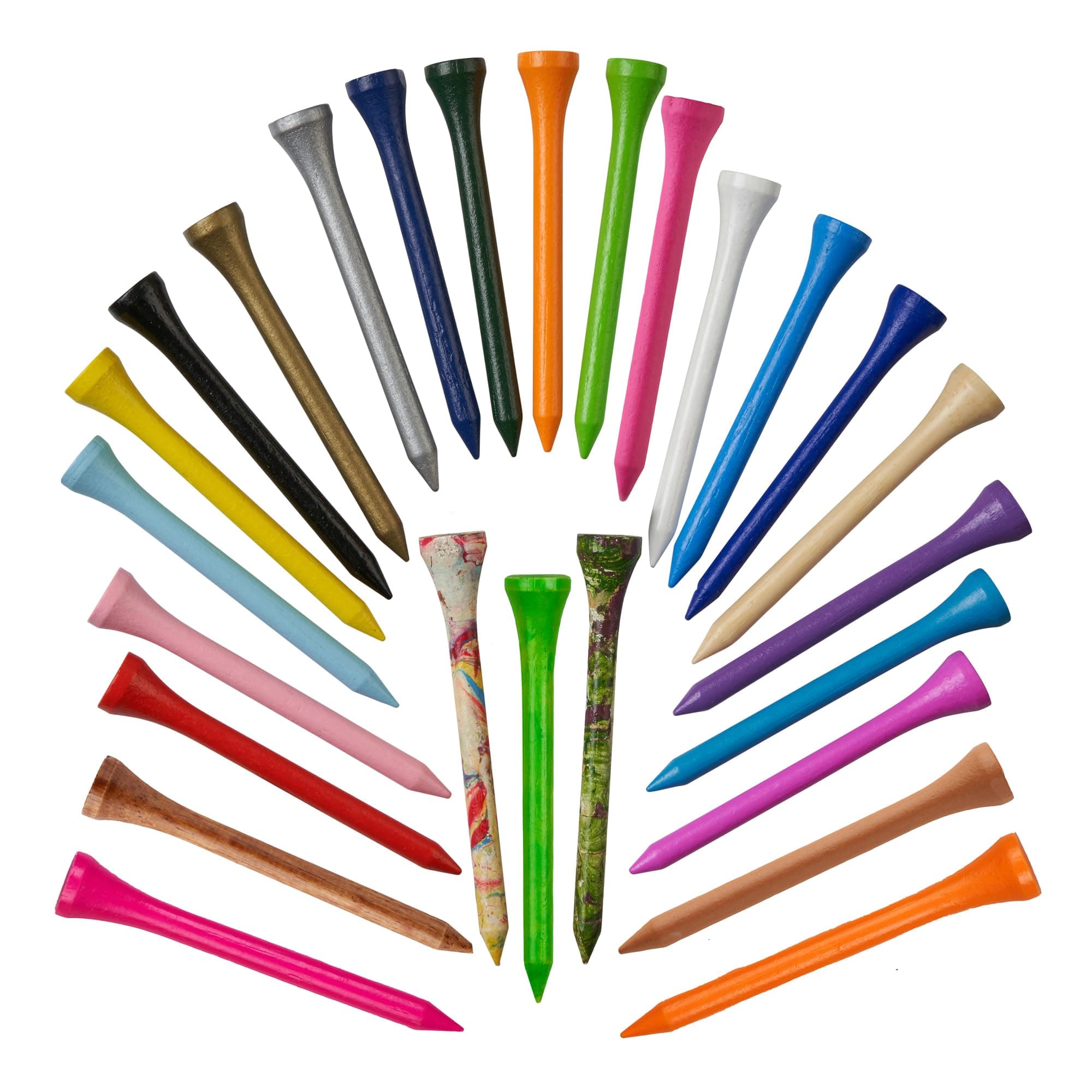 TH Golf 70mm 2 3/4" Mixed Colour Bamboo Golf Tees Tee Pegs Biodegradable Pack of 100