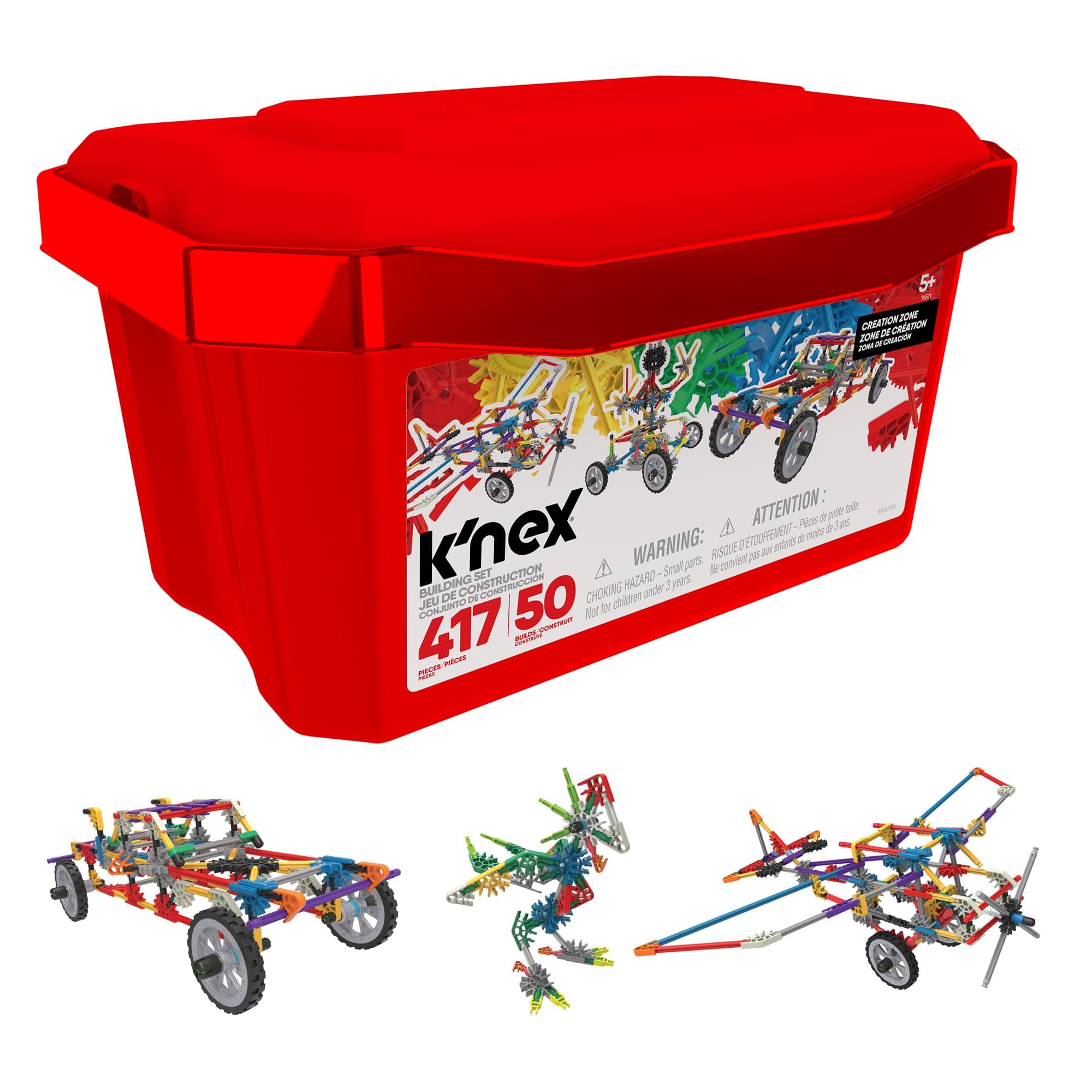 K'NEX Classics 417 Pc/ 50 Model - Creation Zone Building Set (Red Tub)