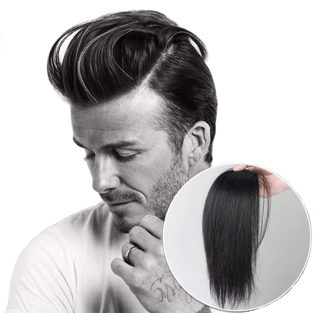 Moreal 100% Human Hair Extensions Two Clips on Quiff Undercut Hairpiece for Men