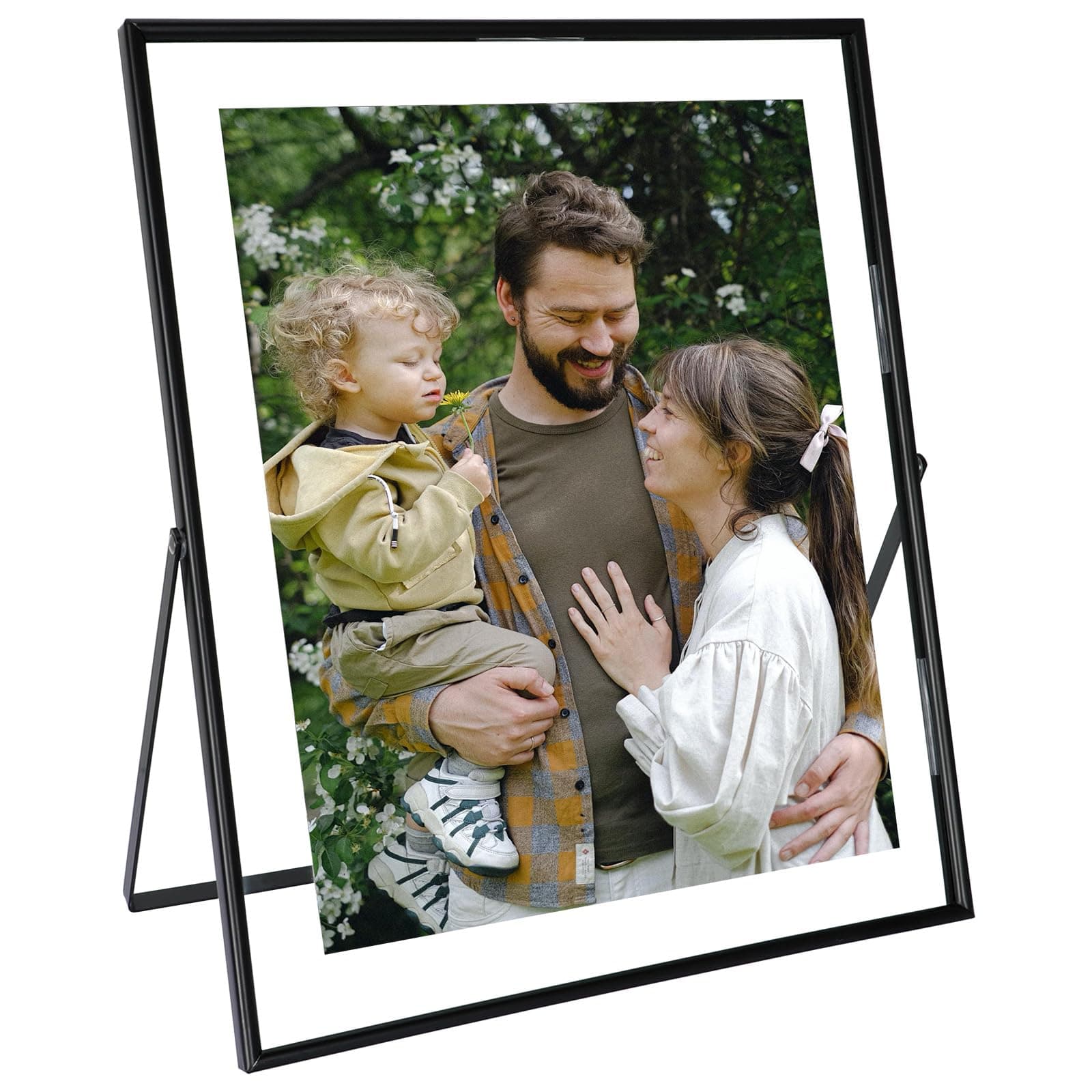 Floating Picture Frame (Black, 10"x12") , Suitable for Multiple Photo Sizes (8x10,7x9,6x9), Vertical Adjustable Tabletop/Shelf Photo Frame, Classy Gift Choice for Father's Day, Home or Wedding Decoration