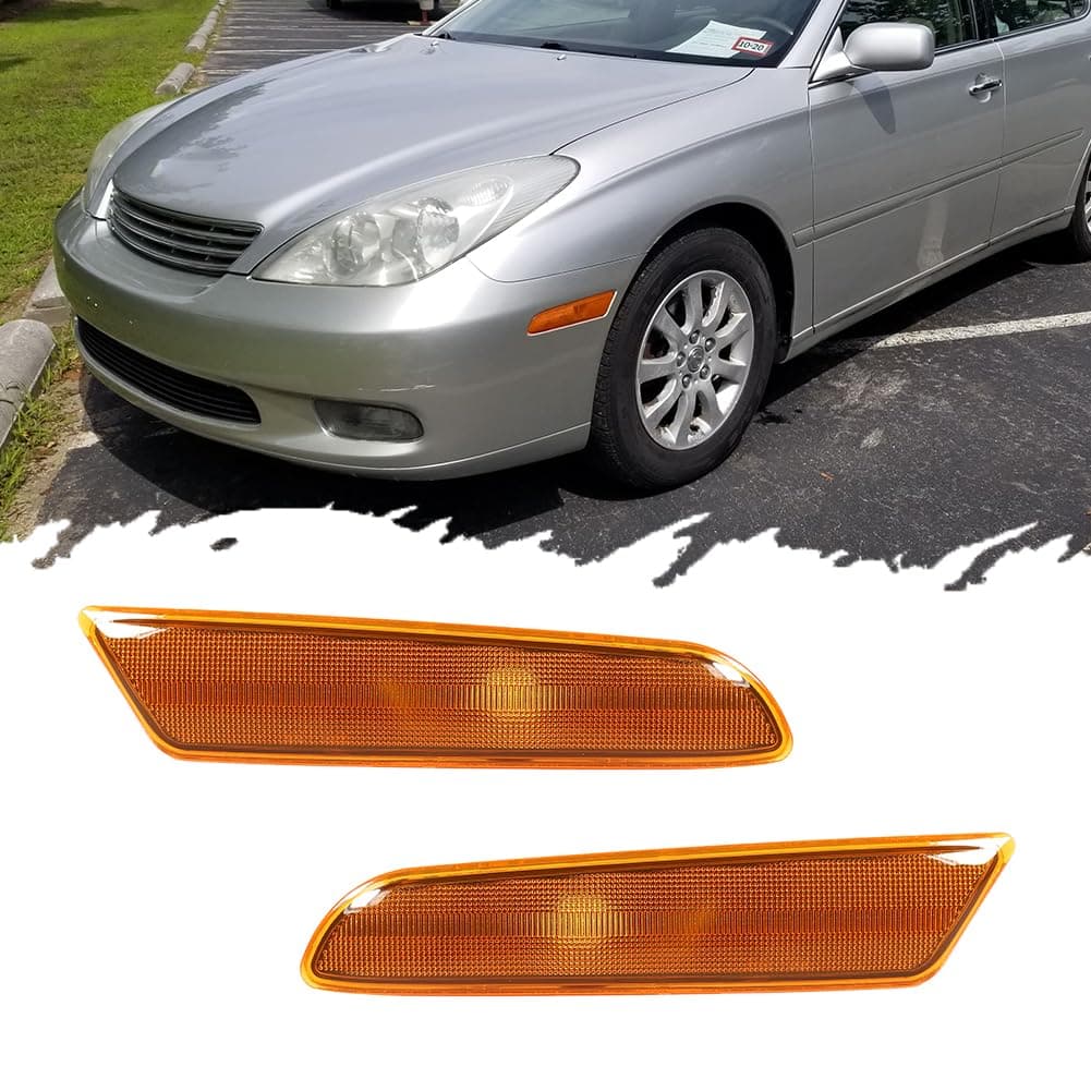 For 2002 2003 L-exus ES300, 2004 2005 2006 L-exus ES330 Front Bumper Side marker Lights Housing 8173133021 8174133021, LX2532102 LX2533102 Amber Lens