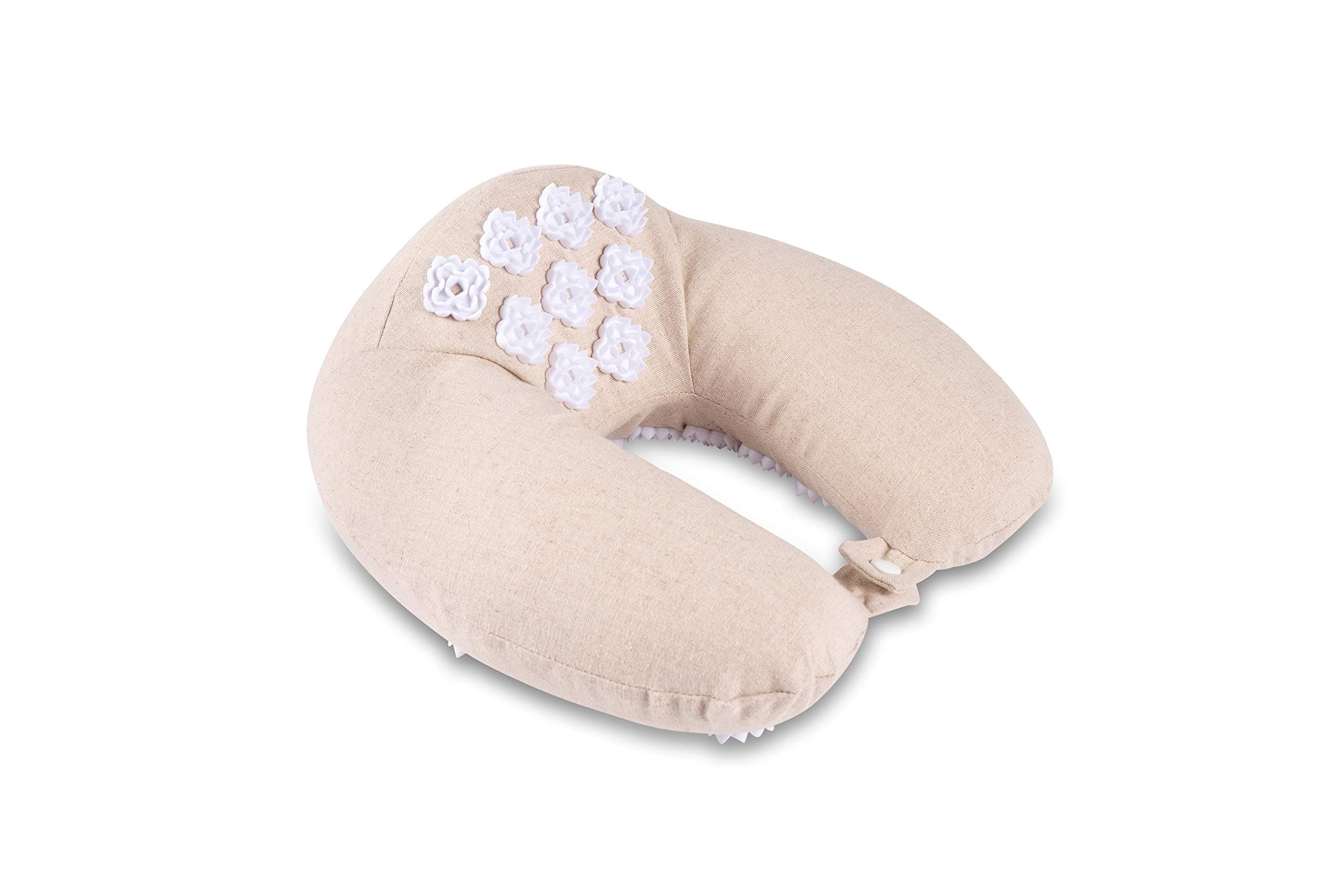 Kanjo Memory Foam Acupressure Neck Pillow - High Density Memory Foam Core - Travel Accessory Pillow - Relieves Neck Pain and Back Pain - Includes Carry Bag