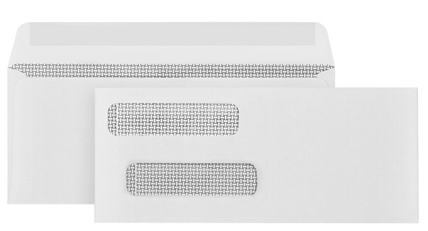 Blue Summit Supplies 500 Gummed Double Window Security Check Envelopes - Designed for QuickBooks Checks - Computer Printed Checks - Gummed Flap - 3 5/8 X 8 11/16