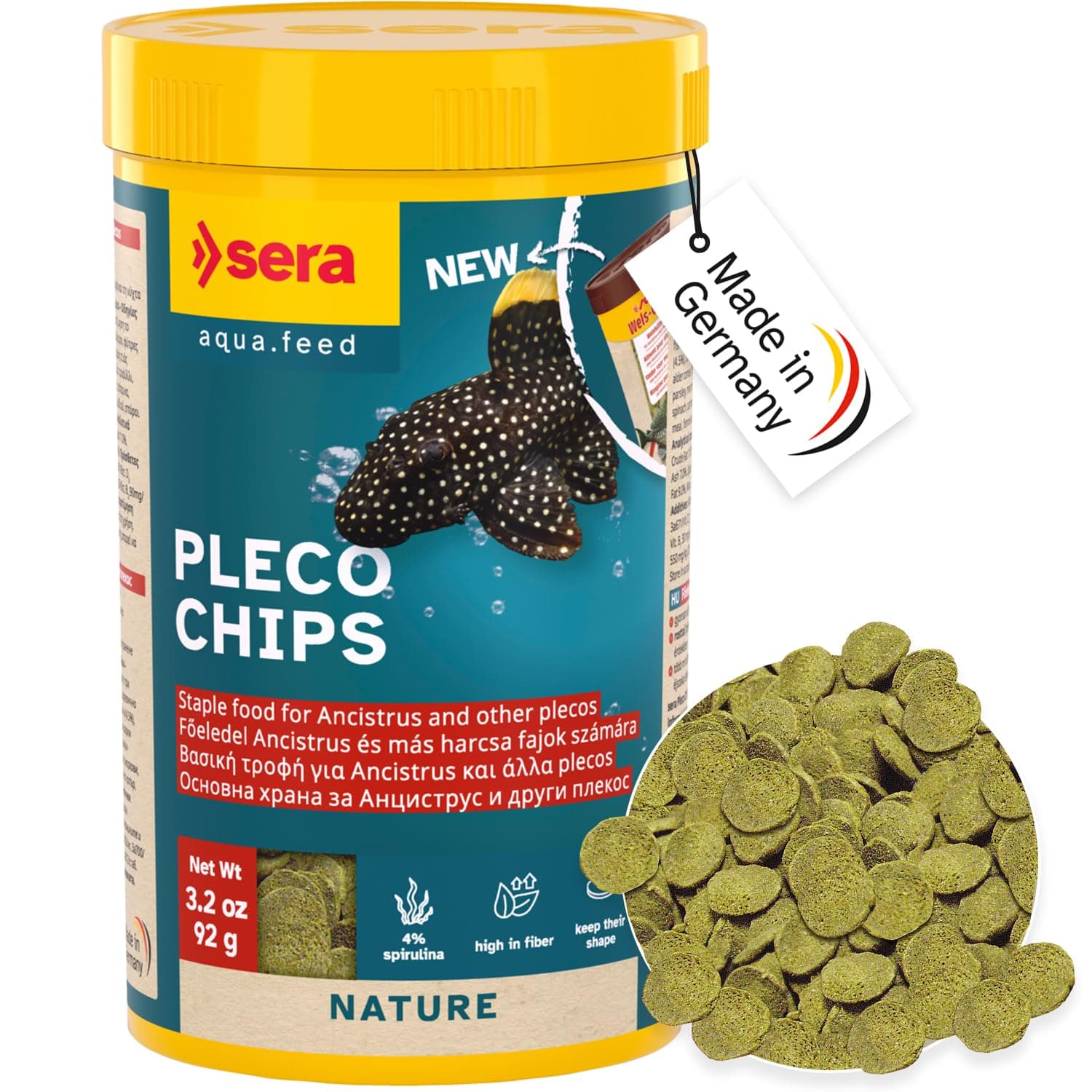 Catfish Chips Nature 3.4oz/0.21lbs | Premium Fish Food for Ancistrus & Plecos | High Fiber | No Dyes & Preservatives | Supports Digestion & Promotes Healthy Growth | Ideal for Bottom Feeders