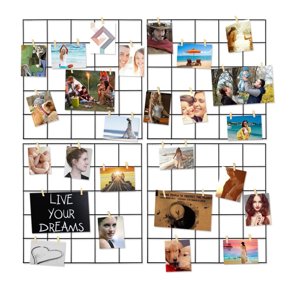 Wire Wall Grid Panel,4 Pcs Photo Pictures Memo Board Art Ins Frame Hanger Display,Office Home Living Room Kitchen Desk Storage Organizer Party Decorations