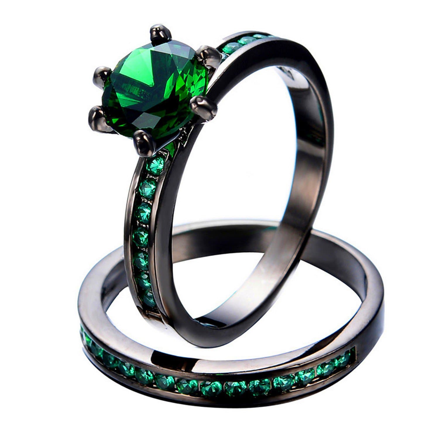 Gemmart Ring Sets Wedding Green Zircon RingFor Men sterling silver engagement ring men fashion rings