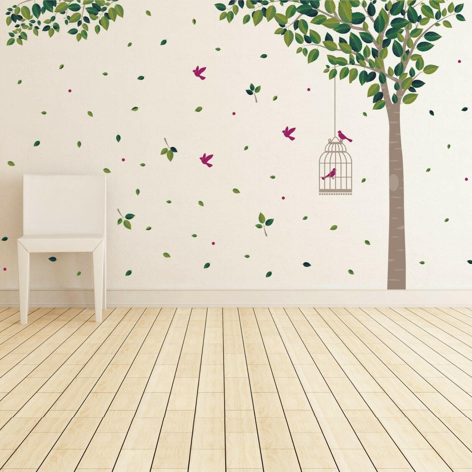 Wallflexi Wall Stickers Green Tree Wall Art Murals Removable Self-Adhesive Decals Nursery Kindergarden Kids Room Restaurant Cafe Hotel Office Home Decoration, multicolour