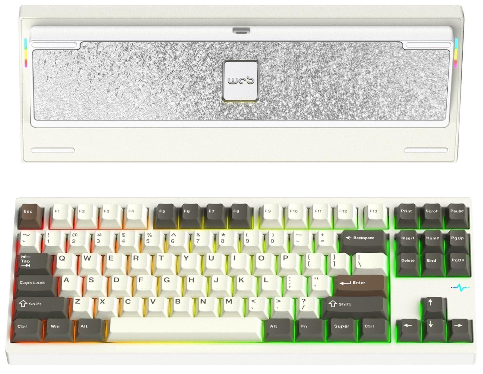 KEEBMONKEY WOBKEY Crush80 Reboot CNC Aluminum 5-Second Quick-Release Triple-Mode Connectivity Mechanical Keyboard with Superior Acoustics (Pro White)