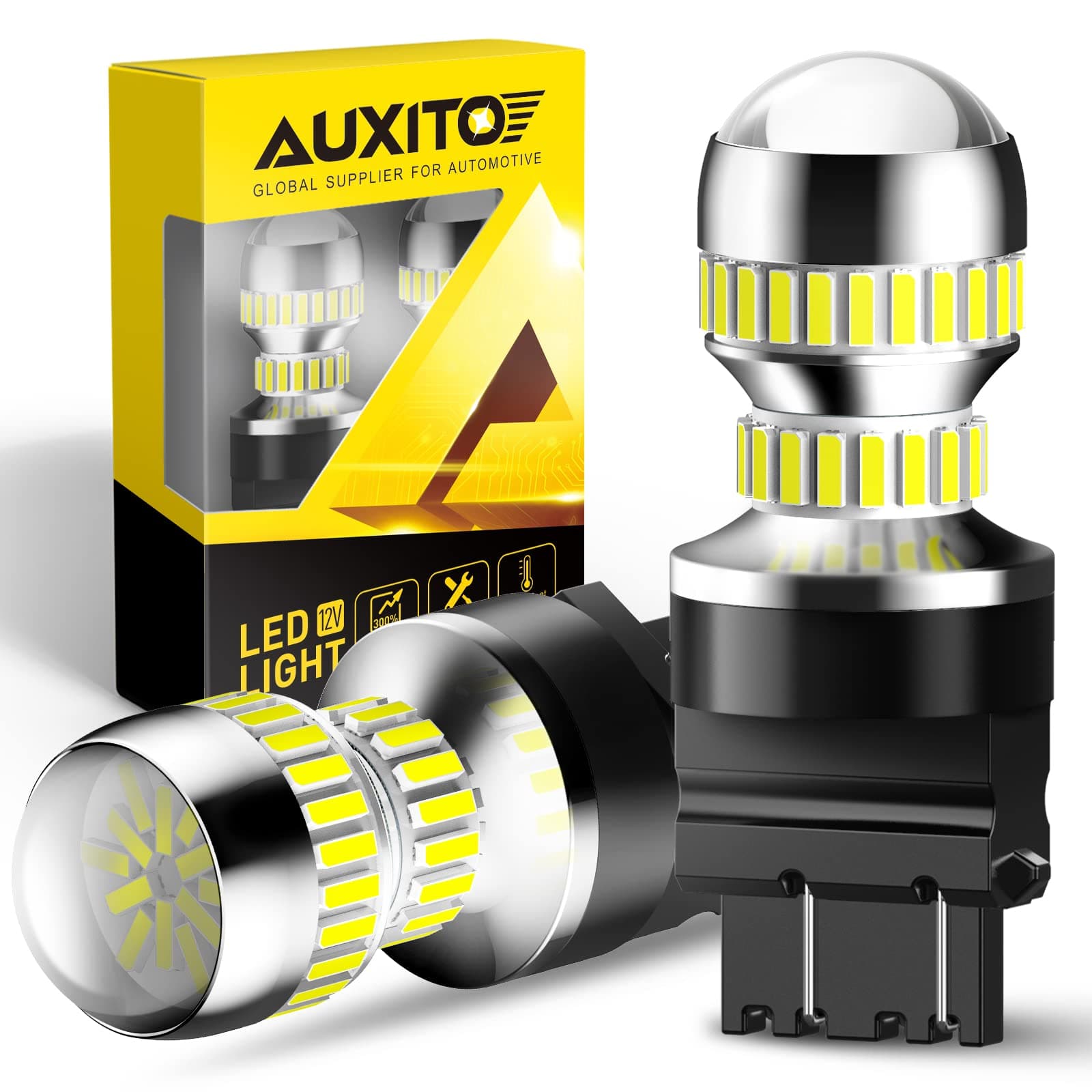 AUXITO 3157 LED Bulb for Reverse Lights, Super Bright 3156 3056 3057 4157 3047 4057 3457 LED Bulb for Backup Reverse Tail Parking Brake DRL Turn Signal Lights, Pack of 2