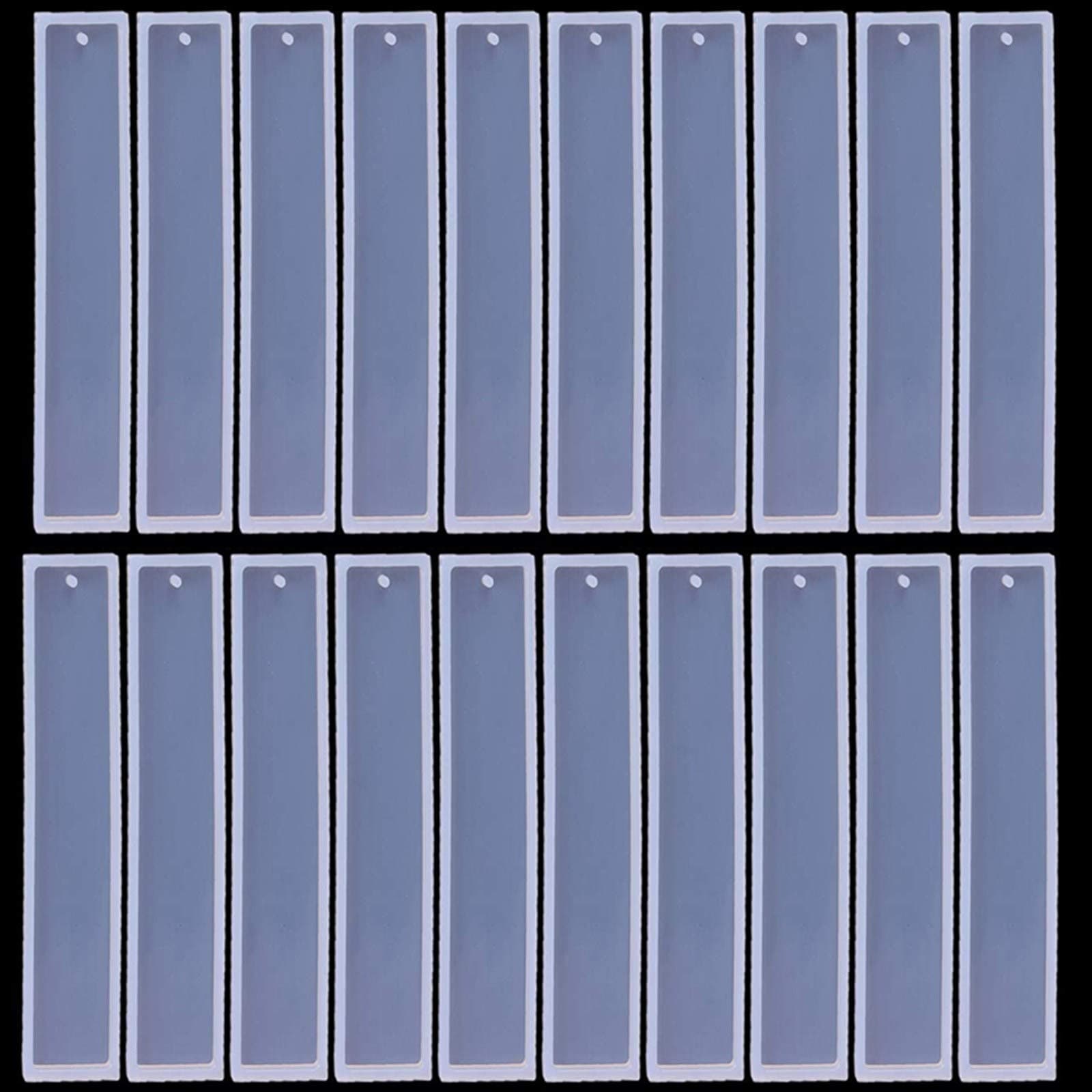 Uoeo 20 PCS 5.5 Inch Rectangle Silicone Bookmark Mold DIY Bookmark Resin Mold Bookmark Silicone Molds Making Mold Epoxy Resin Mold