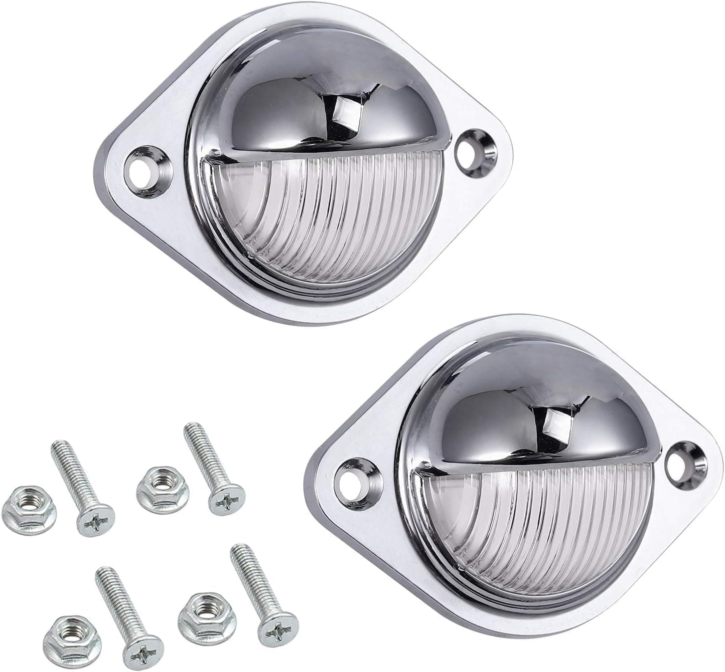 Justech 2PCS 3LED License Plate Light, Waterproof Number Plate Lights, Shock Resistant 12V 24V Tag Light Lamps Assembly for Trucks, SUV, Trailers, Van, RV and Boats License Tags - Silver