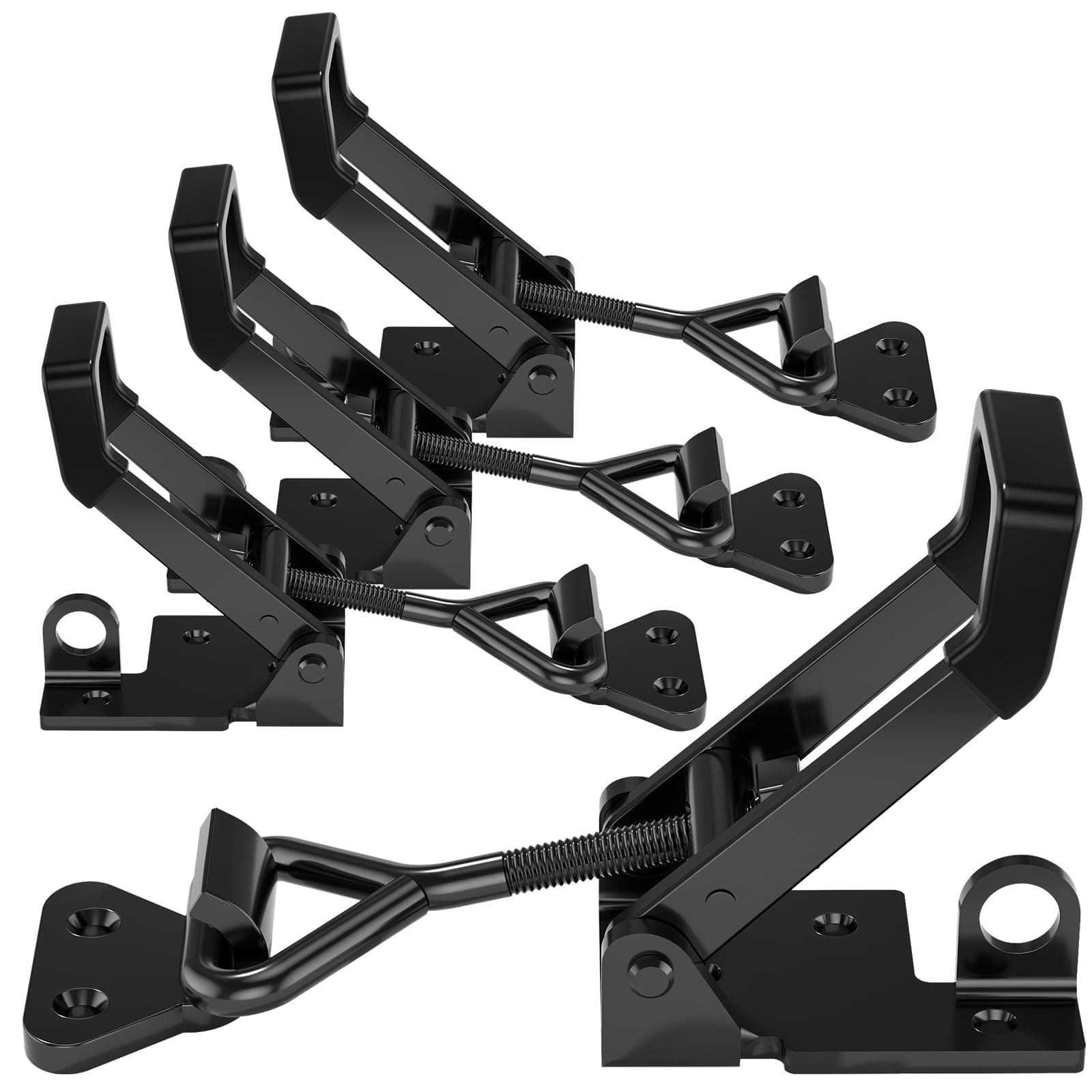 4Pack Heavy Duty Toggle Clamp Latch, 4003 Style 1320lbs Capacity Pull Latch Clamps Black Adjustable Quick Release Hasp Clamps for Smoker Cabinet Boxes Case Trunk Jig, Metal Toggle Latch Catch Set