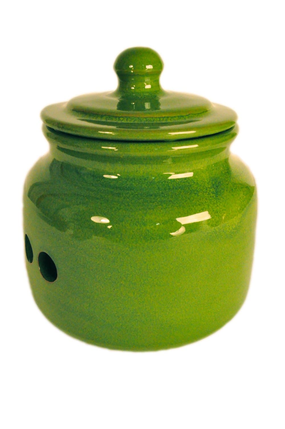 Terafeu Hand Made Pottery Garlic Pot, Green