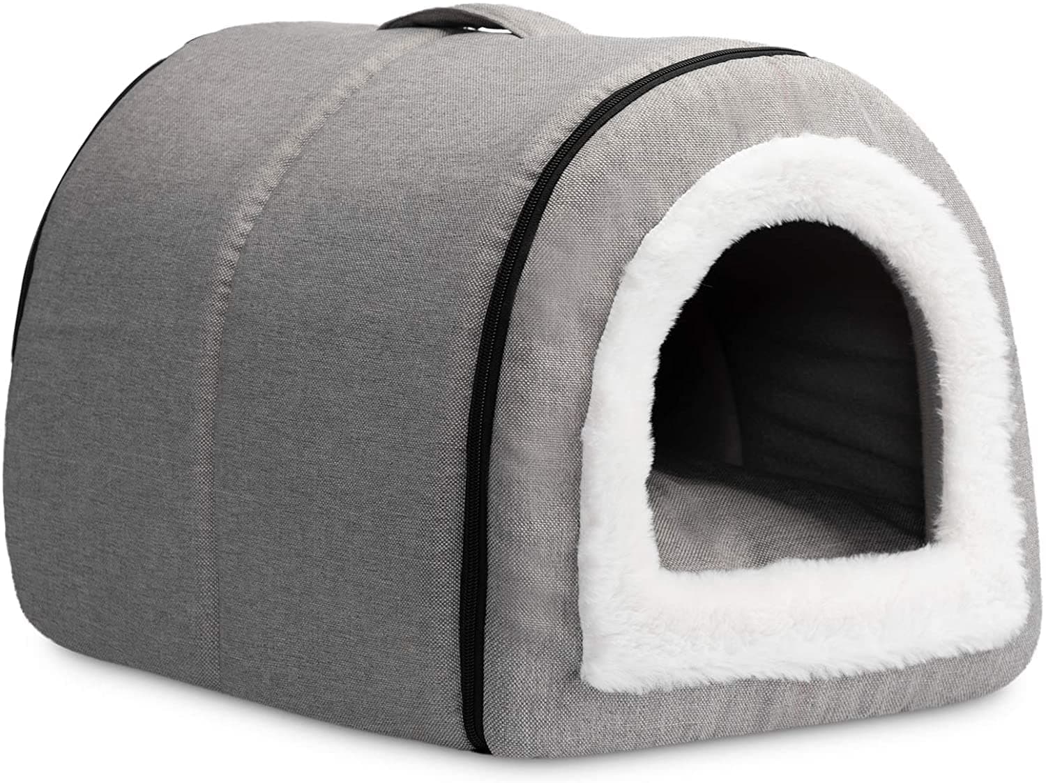 Hollypet Cat Bed Small Dog Bed 2-in-1 Foldable Pet Bed for Cats and Small Dogs, Grey