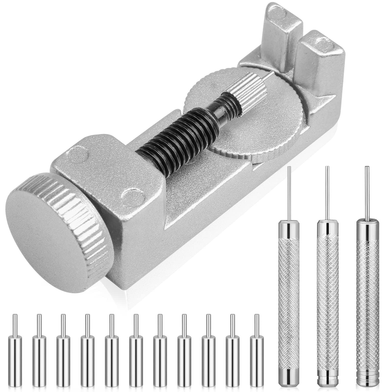Watch Link Removal Tool Kit, Cridoz Watch Pin Removal Tool with 12pcs Replacement Pins and 3pcs Pin Punches for Watch Band Remover, Watch Bracelet Sizing, Watch Strap Adjustment and Watch Repair, Watchband Tool with 1mm Pins