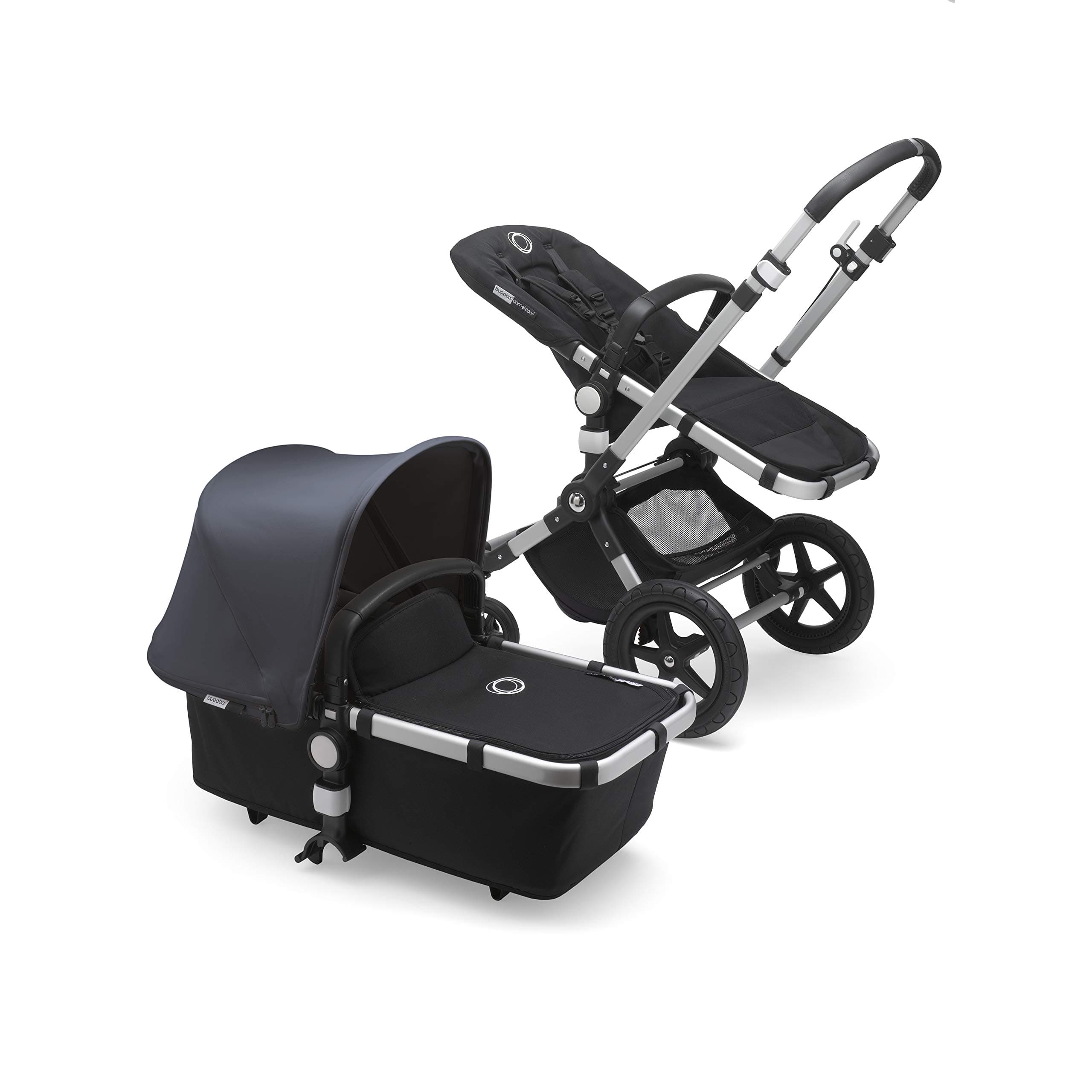 Bugaboo Cameleon 3 Plus, 2 in 1 Pram and Pushchair with Reversible Handlebar, Black/Steel Blue