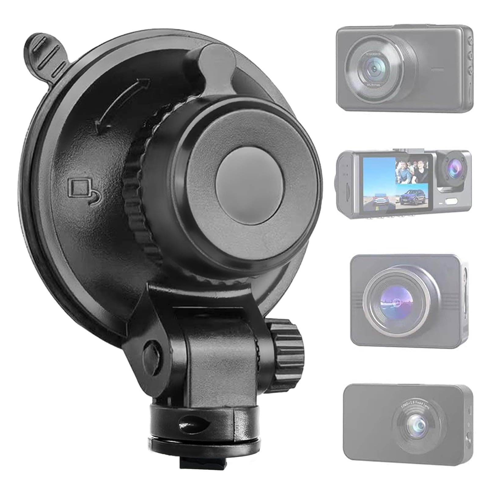 S503 Suction Cup Dash Cam Mount Holder (5th Gen) with 3pcs 360 Rotating Joints for Rove Nexar Z-Edge Kingslim iiwey NIUTA and Most Other Car Dash Cameras