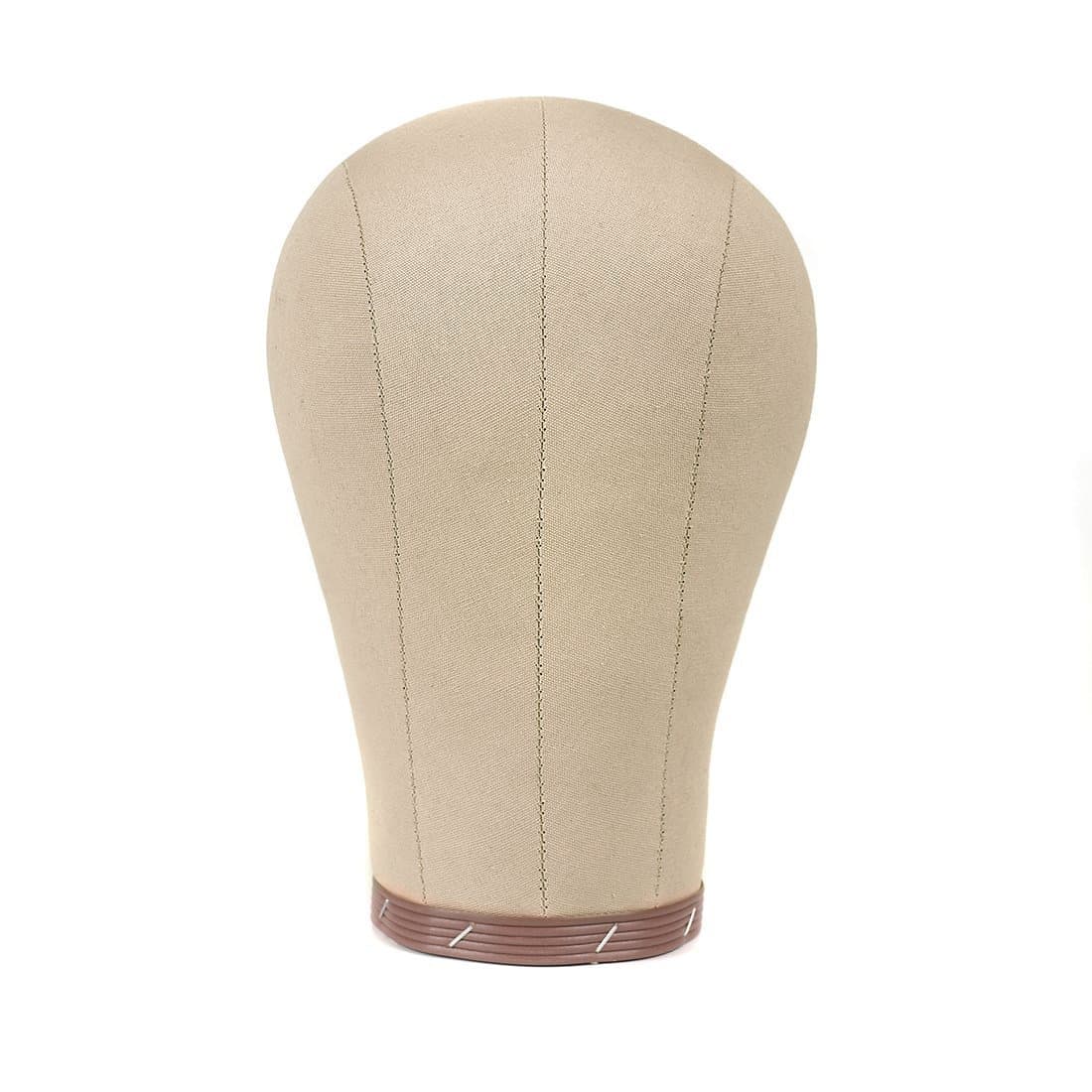 Wig Head Cork Canvas Block Head with Stand for Wig Making,Styling and Display, Mannequin Head with Mount Hole (21")