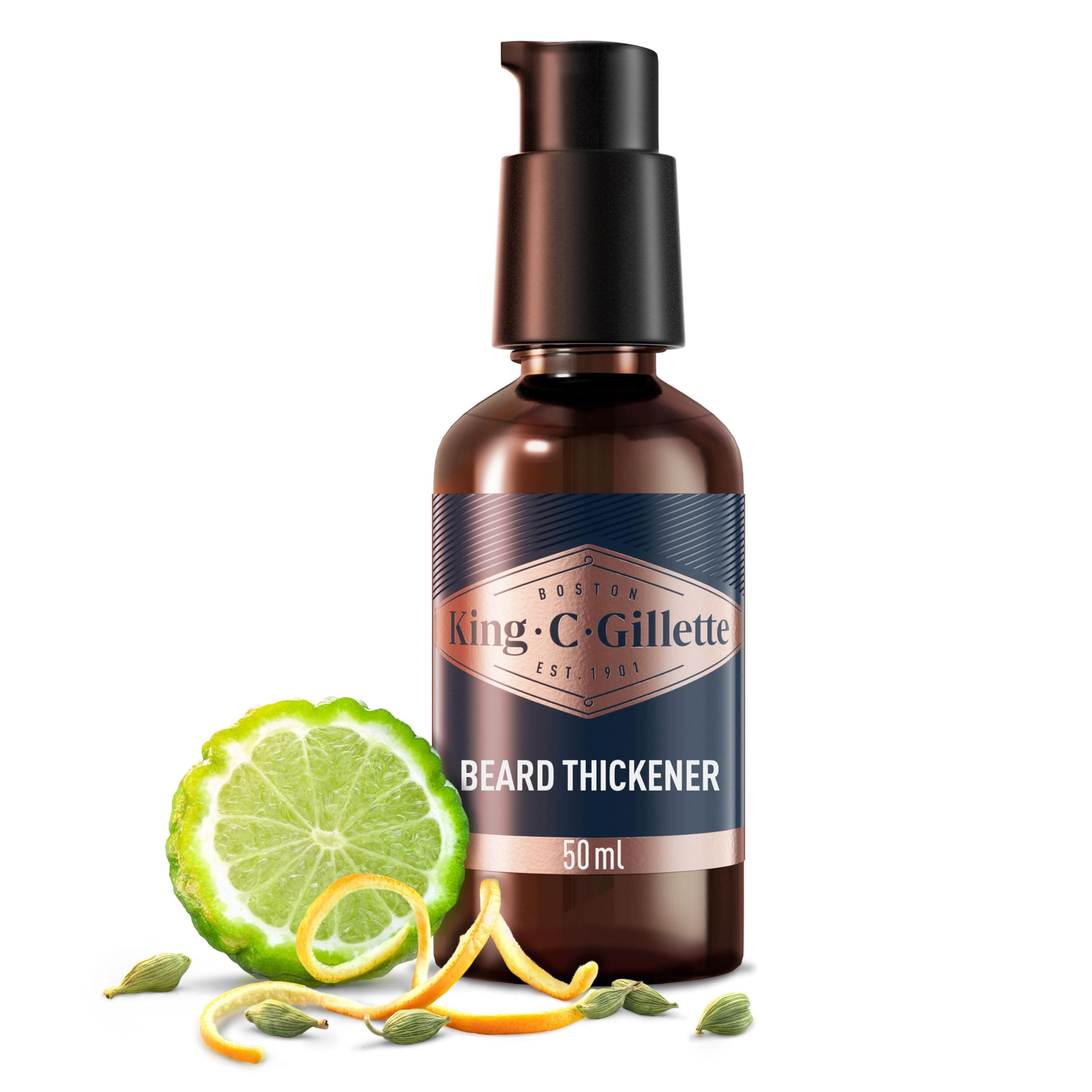 Men's Beard Thickener, Fuller & Thicker Beard In 14 Days, Infused With King C. Signature Scent, With Notes Of Sandalwood, Cedar, Bergamot, Cardamon Seeds And Mandarin 50ml