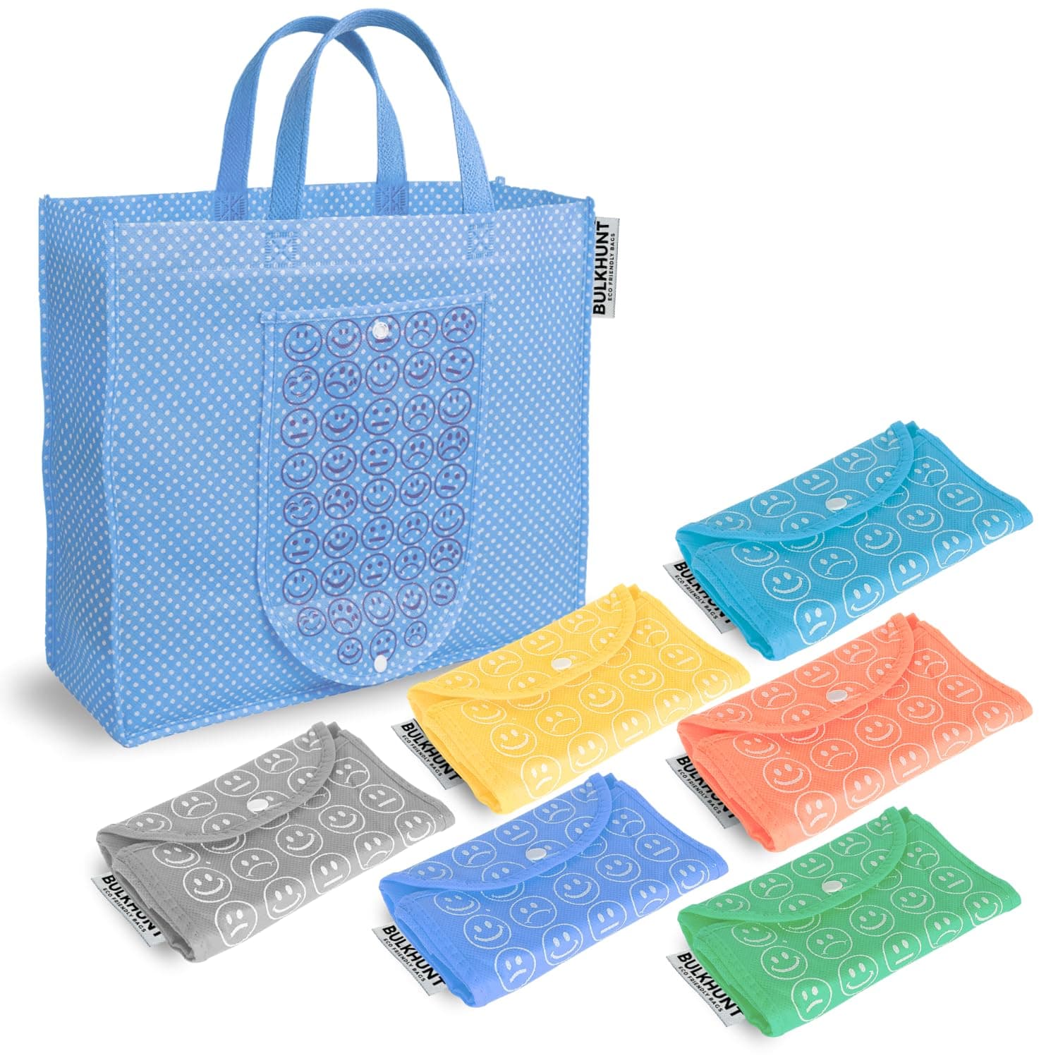 6 Pcs Foldable Reusable Shopping Bags Printed Bag with Handle for Grocery Vegetable Household, Multicolour