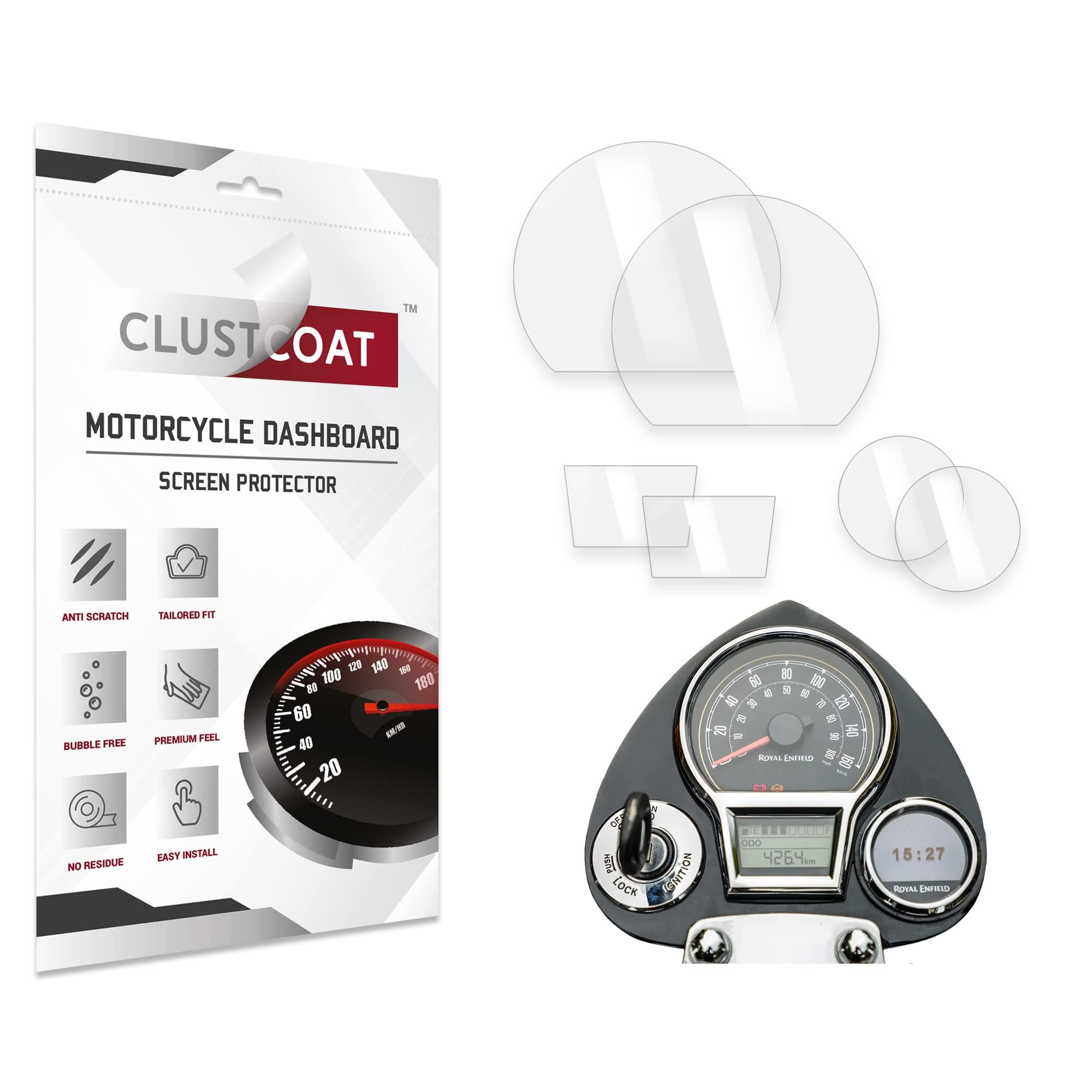 ULTRA CLEAR Motorcycle Dashboard Instrument Cluster Screen Protector for Royal Enfield Reborn Classic 350 2022+ / Bullet 350 2023+ (Non Tripper Model) / Classic 650 2025+ (2 pcs)