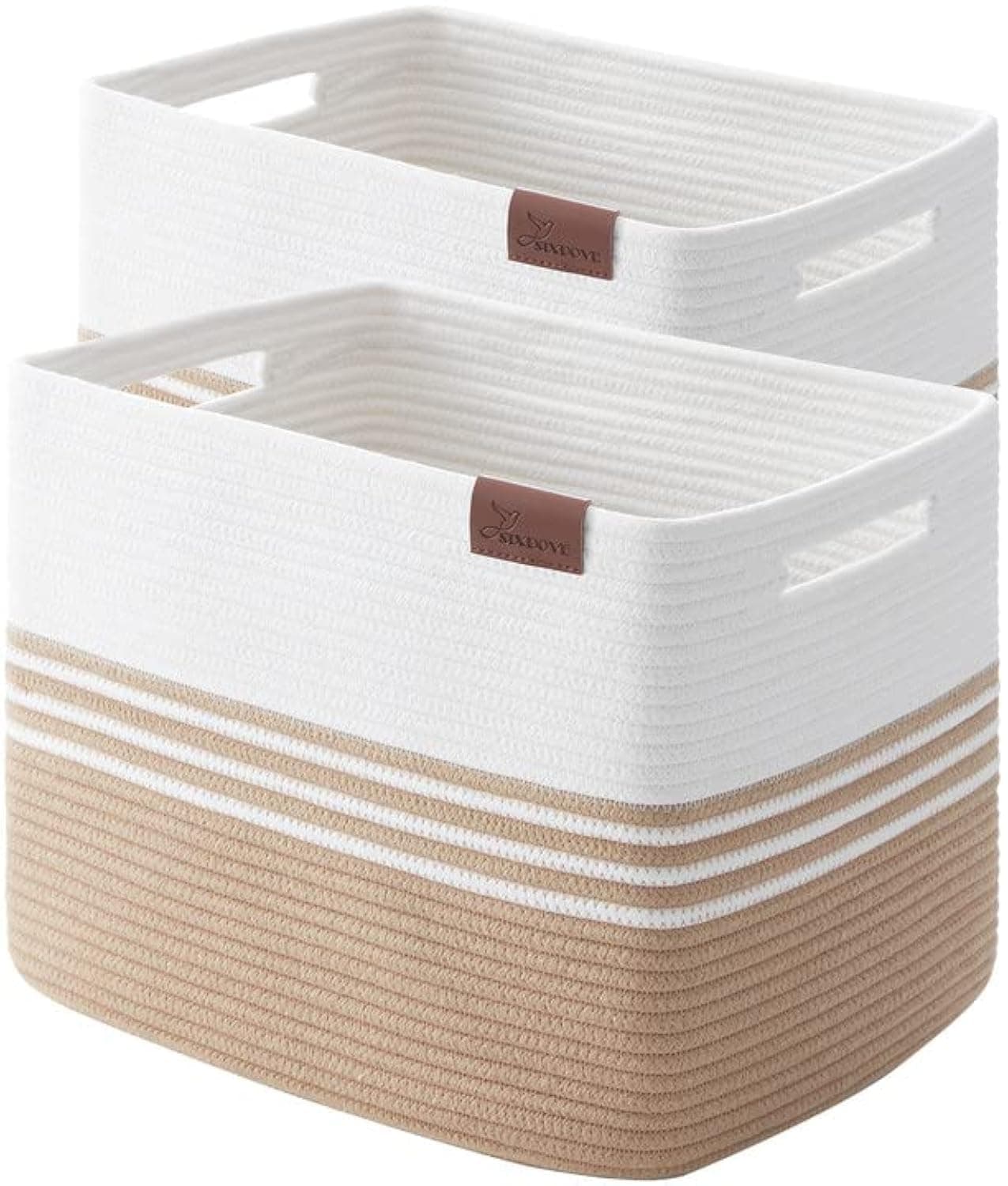 Storage Baskets, 42L*2 Pack Storage Baskets for Organizing, Laundry Basket for Closet,Cotton Rope Blanket Basket for Storage, Toy Storage Basket for Living Room, Laundry Room, Bedroom-Jute