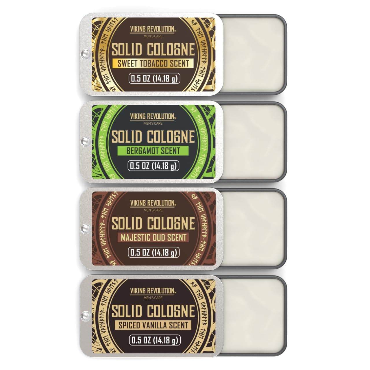 Cologne For Men - Mens Cologne - Solid Cologne Men with Spiced Vanilla, Sweet Tobacco, Majestic Oud, Bergamot - Gifts for Men - 4 Pack - 4 x 14 g