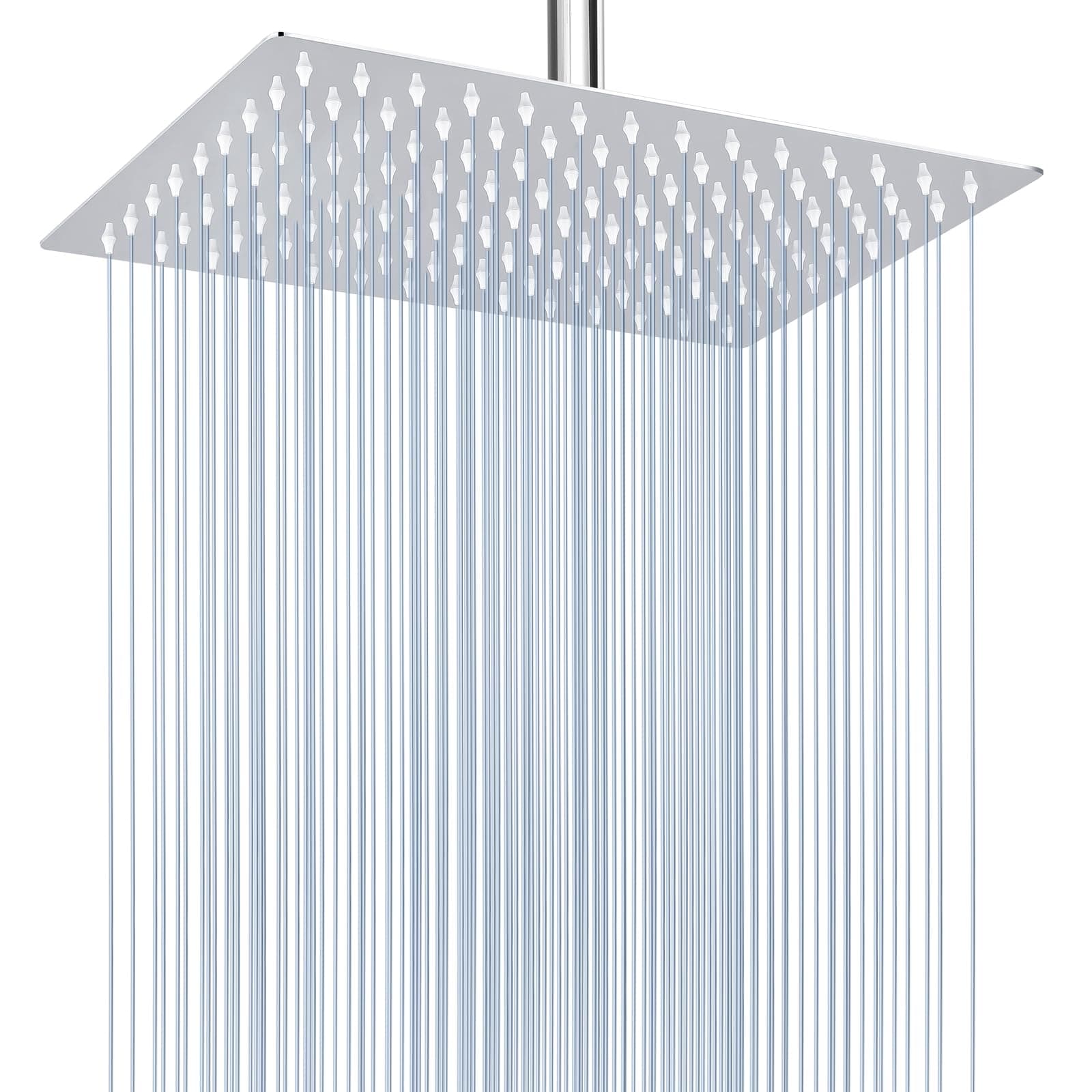 Voolan Rain Shower Head - High Flow Large Rainfall Shower Heads Made of Stainless Steel - Waterfall Bathroom Square Showerhead - Ceiling or Wall Mount (12 * 8 Inch Rectangle, Chrome)